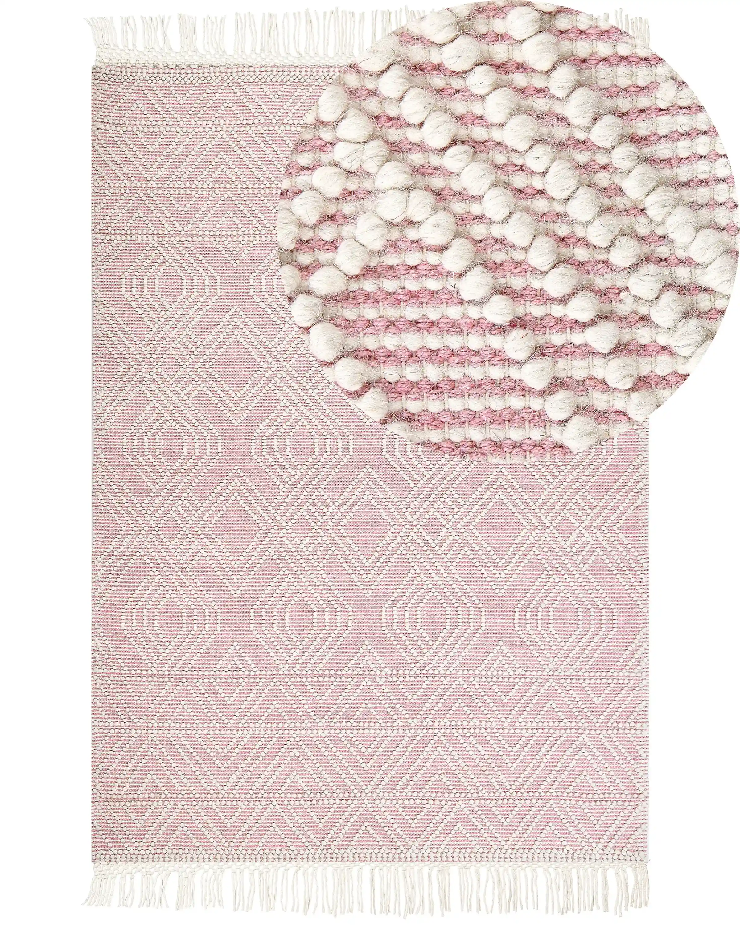 Alfombra ADANA Rosa pastel 160 x 230 cm Lana