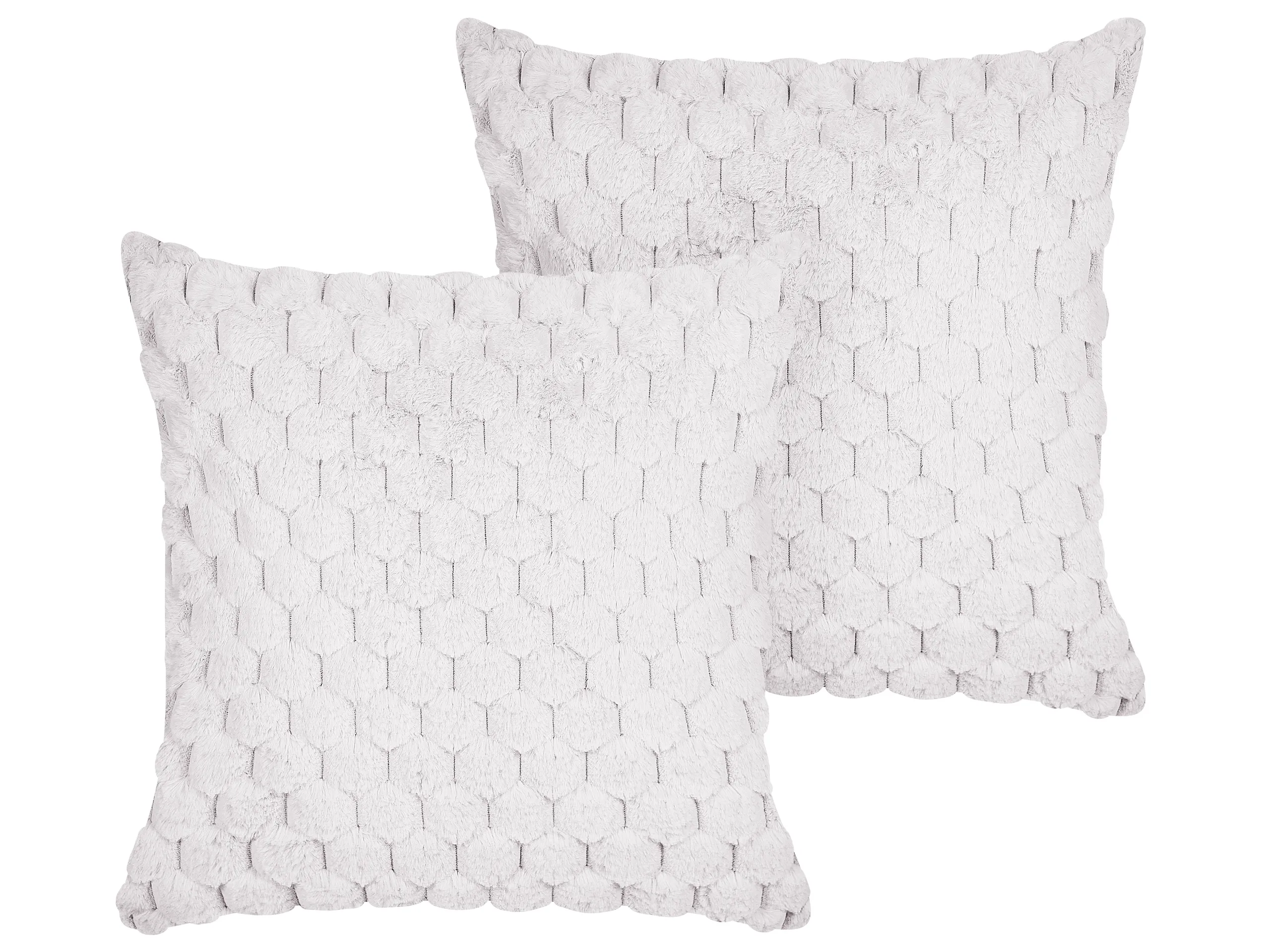Conjunto de 2 cojines decorativos PURSLANE Pelo sintético 43 x 43 cm Blanco Patrón geométrico