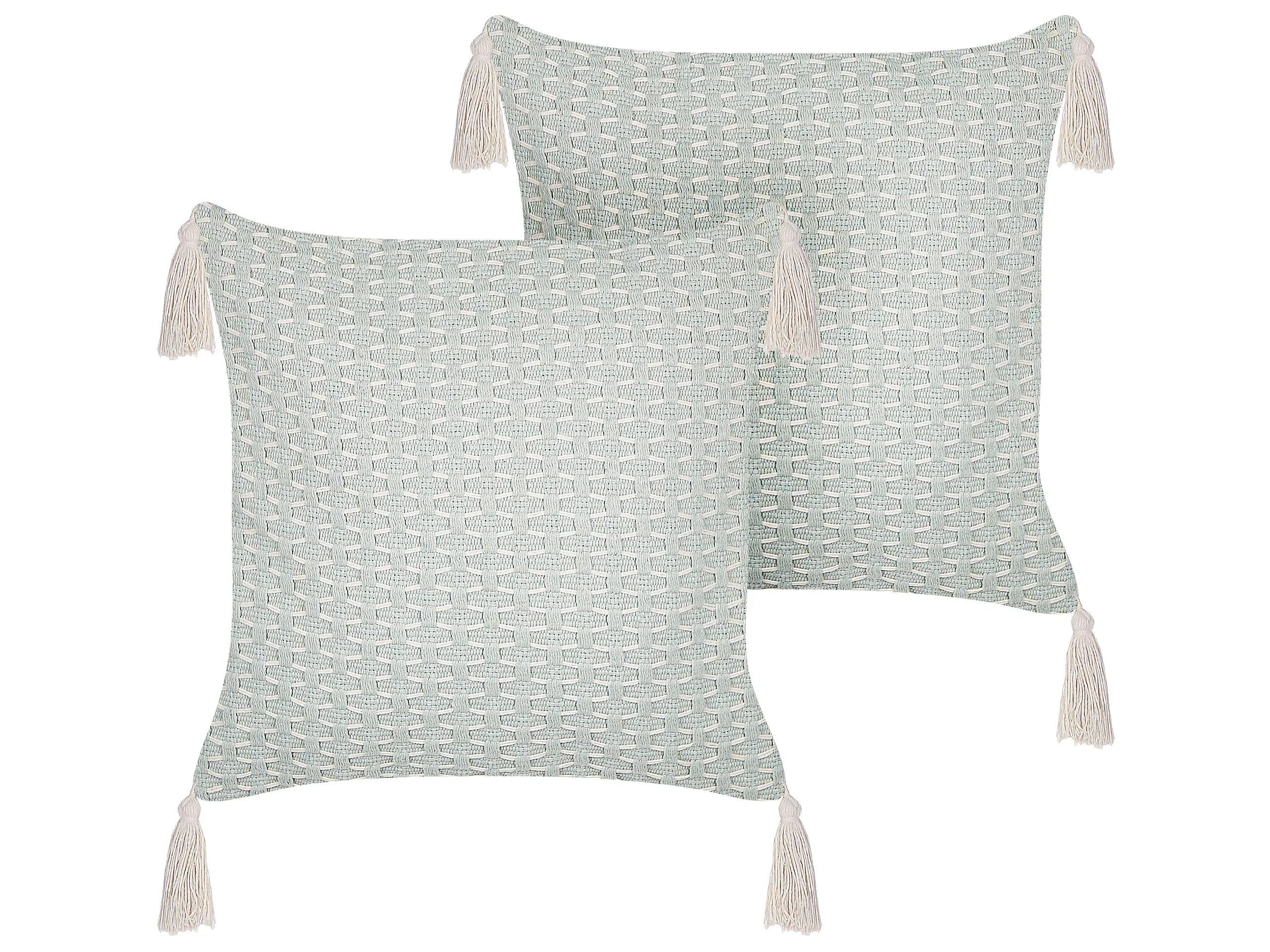 Conjunto de 2 cojines decorativos HAKONE 42 x 42 cm Verde menta Patrón geométrico