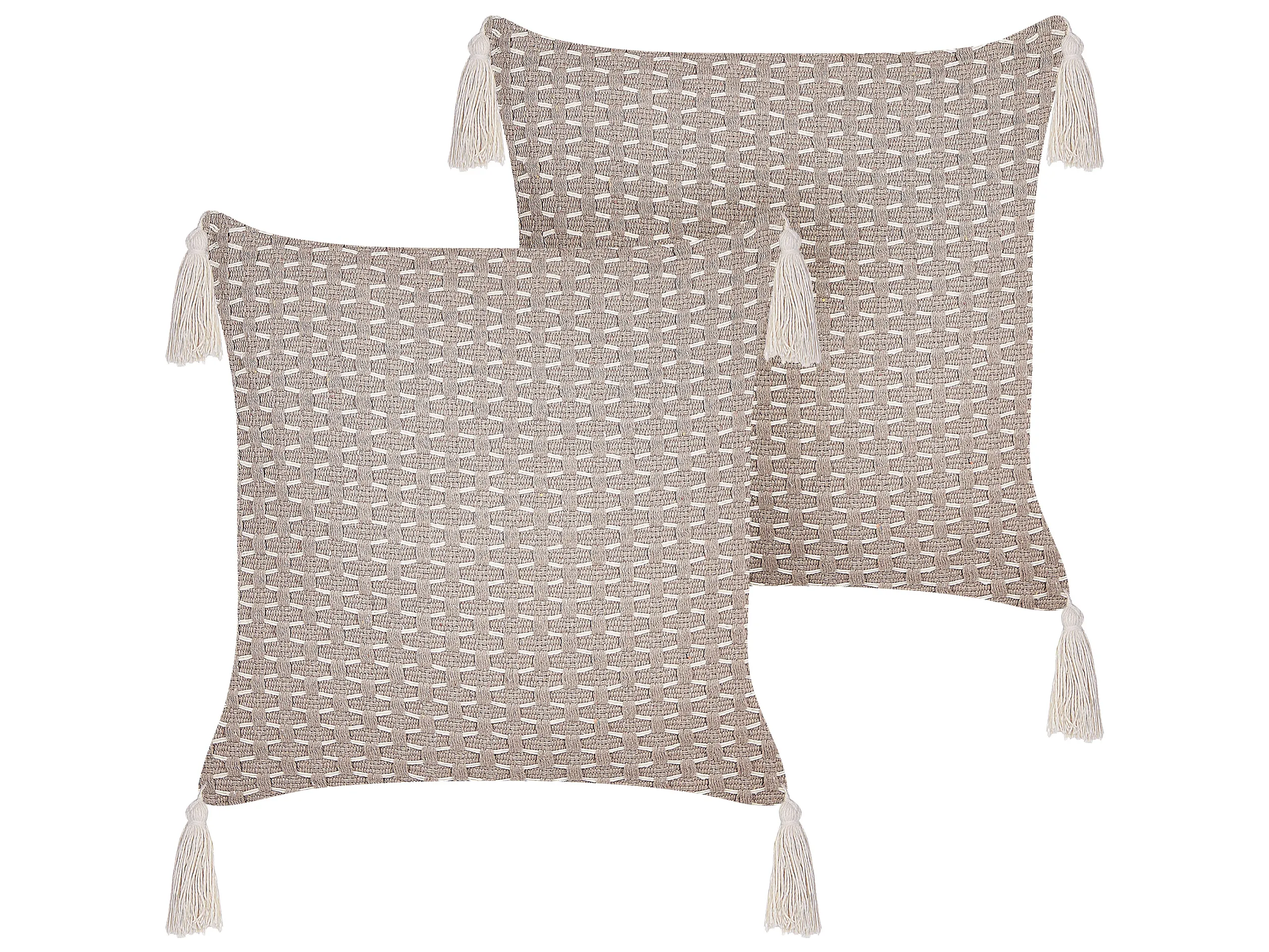 Conjunto de 2 cojines decorativos HAKONE 42 x 42 cm Gris pardo Patrón geométrico
