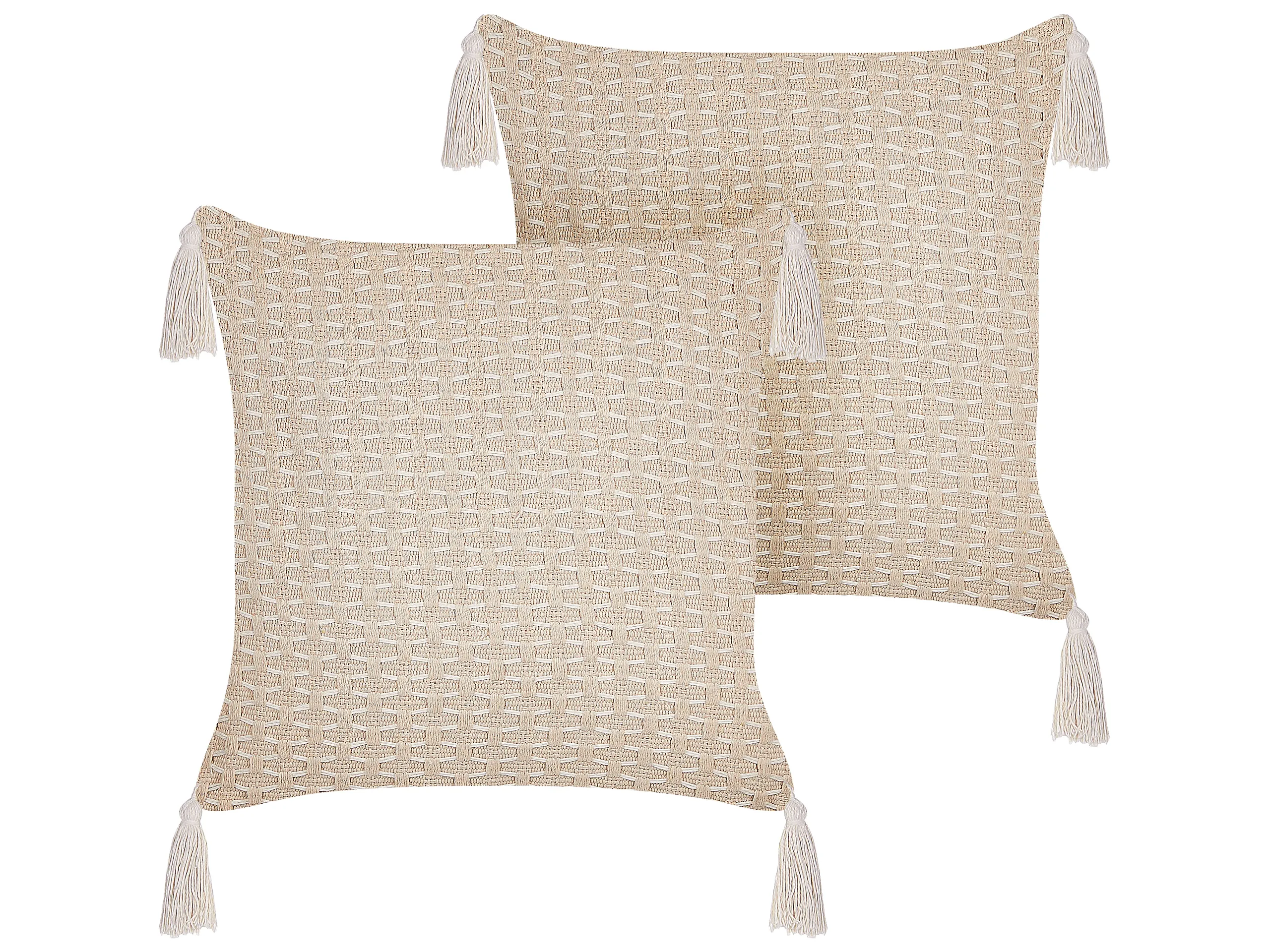 Conjunto de 2 cojines decorativos HAKONE 42 x 42 cm Beige claro Patrón geométrico