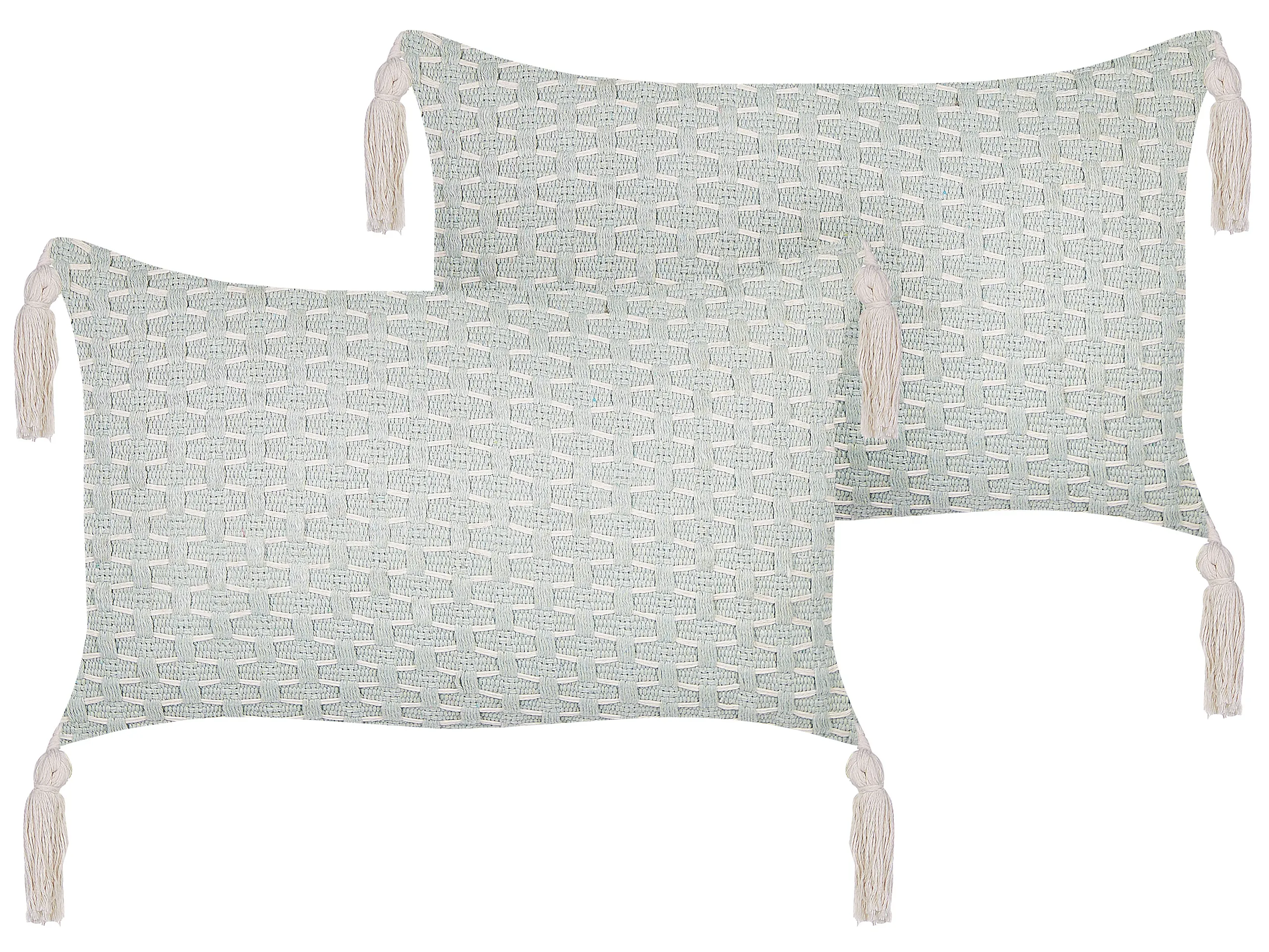 Conjunto de 2 cojines decorativos HAKONE 45 x 25 cm Verde menta Patrón geométrico