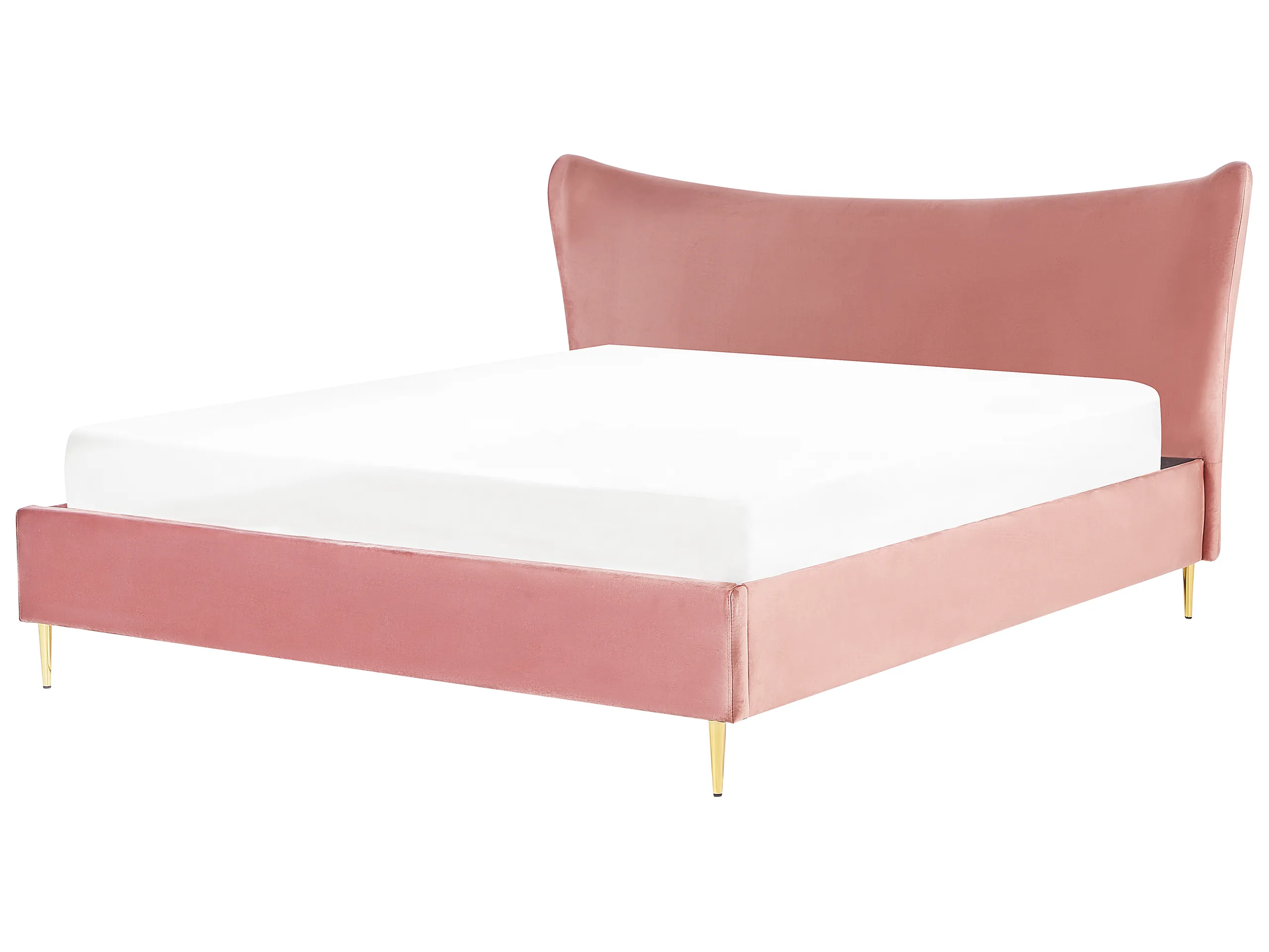 Cama Terciopelo CHALEIX 180 x 200 cm Rosa melocotón