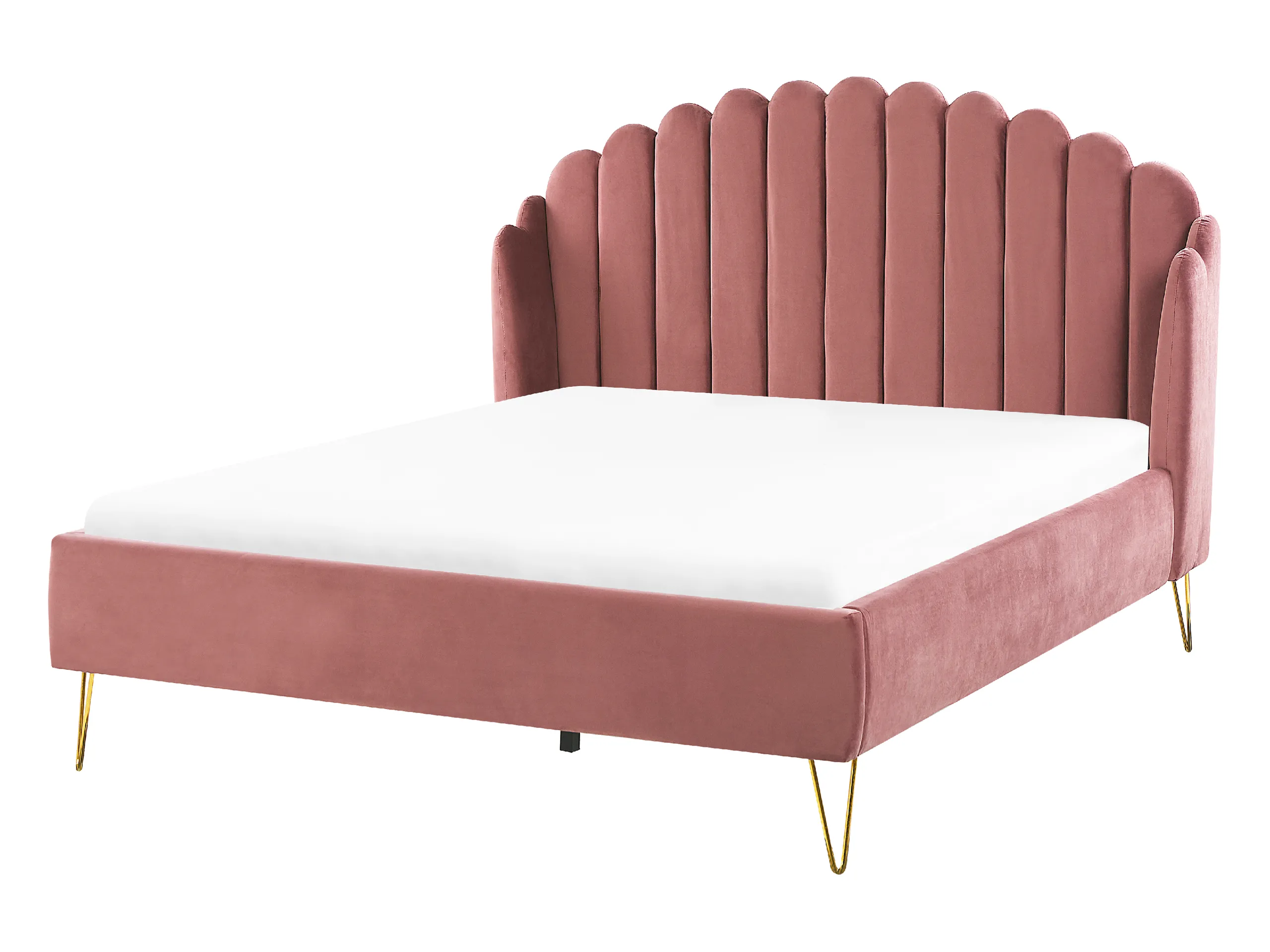 Cama Terciopelo AMBILLOU 140 x 200 cm Rosa