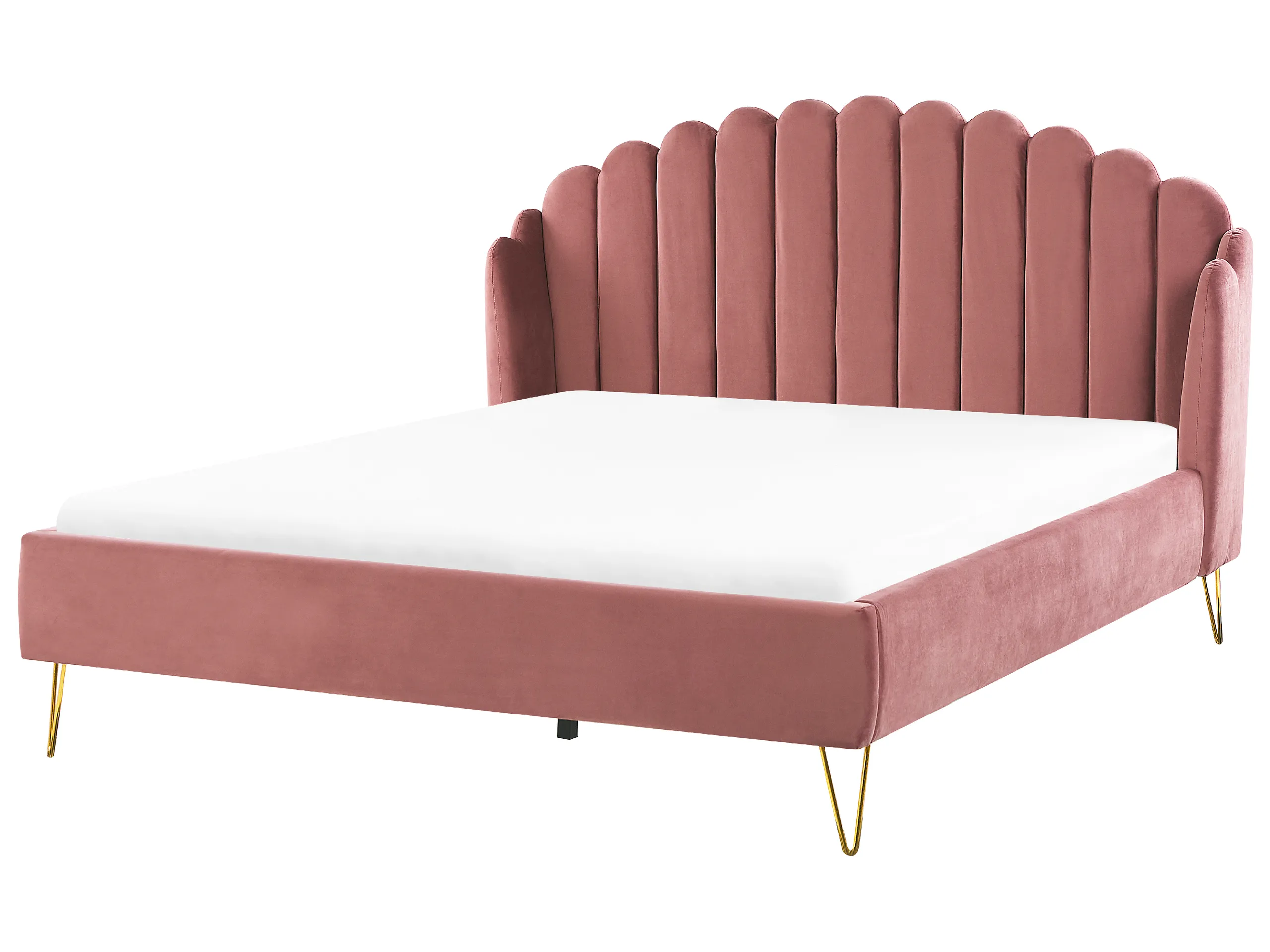Cama Terciopelo AMBILLOU 180 x 200 cm Rosa