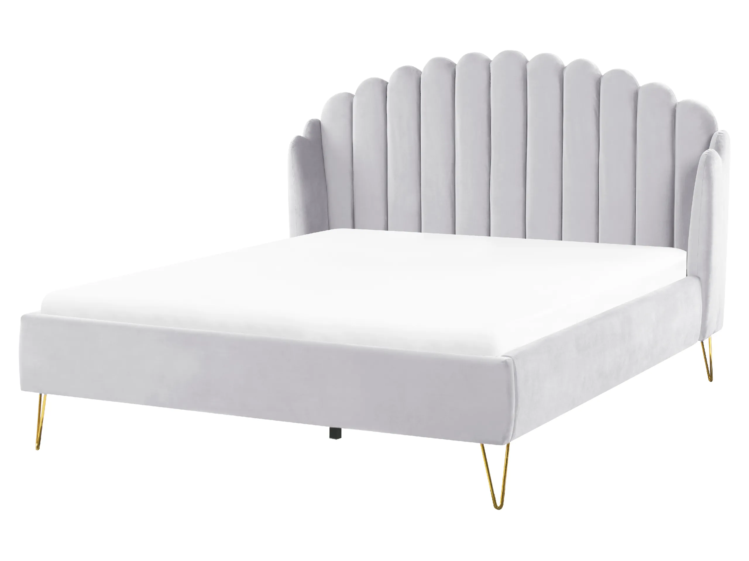 Cama Terciopelo AMBILLOU 160 x 200 cm Gris claro