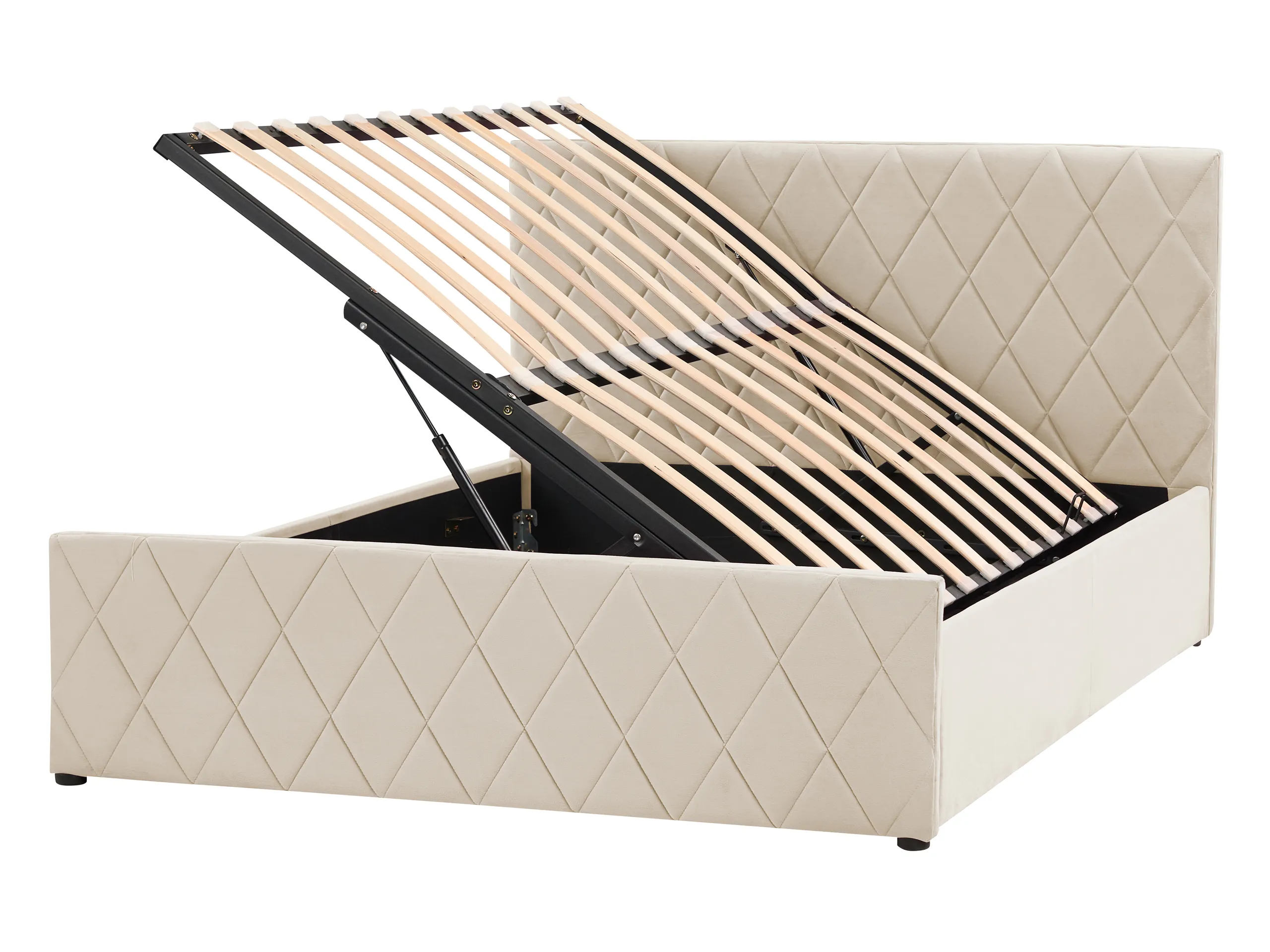 Cama con almacenaje Terciopelo ROCHEFORT 140 x 200 cm Beige