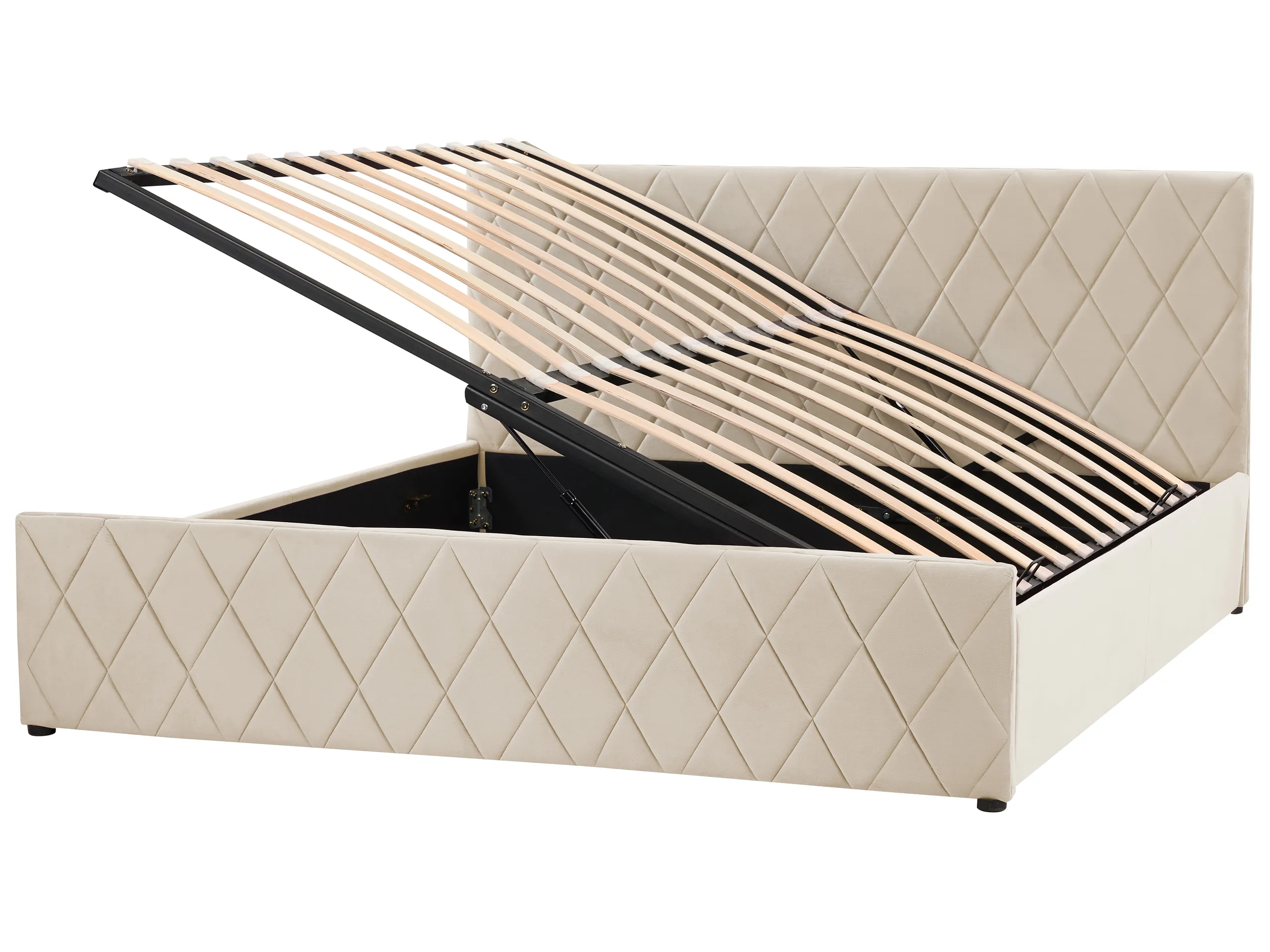 Cama con almacenaje Terciopelo ROCHEFORT 180 x 200 cm Beige
