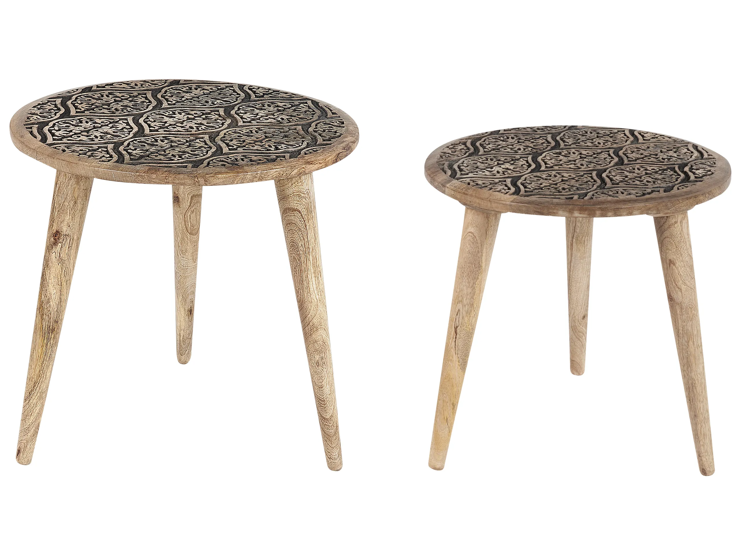Conjunto de 2 mesas auxiliares SHARMA Madera de mango Marrón/Negro