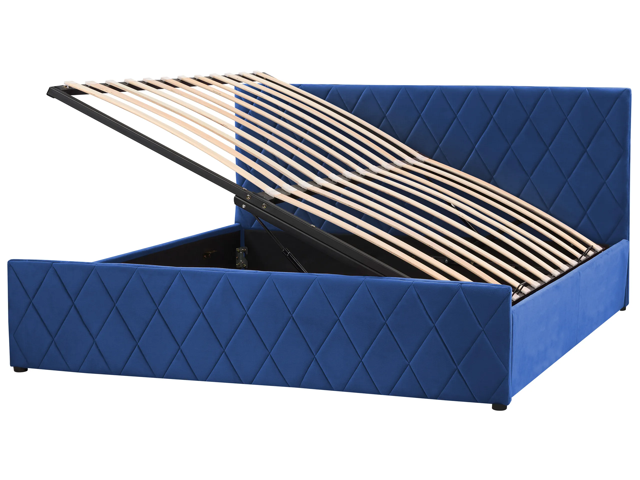 Cama con almacenaje Terciopelo ROCHEFORT 180 x 200 cm Azul marino