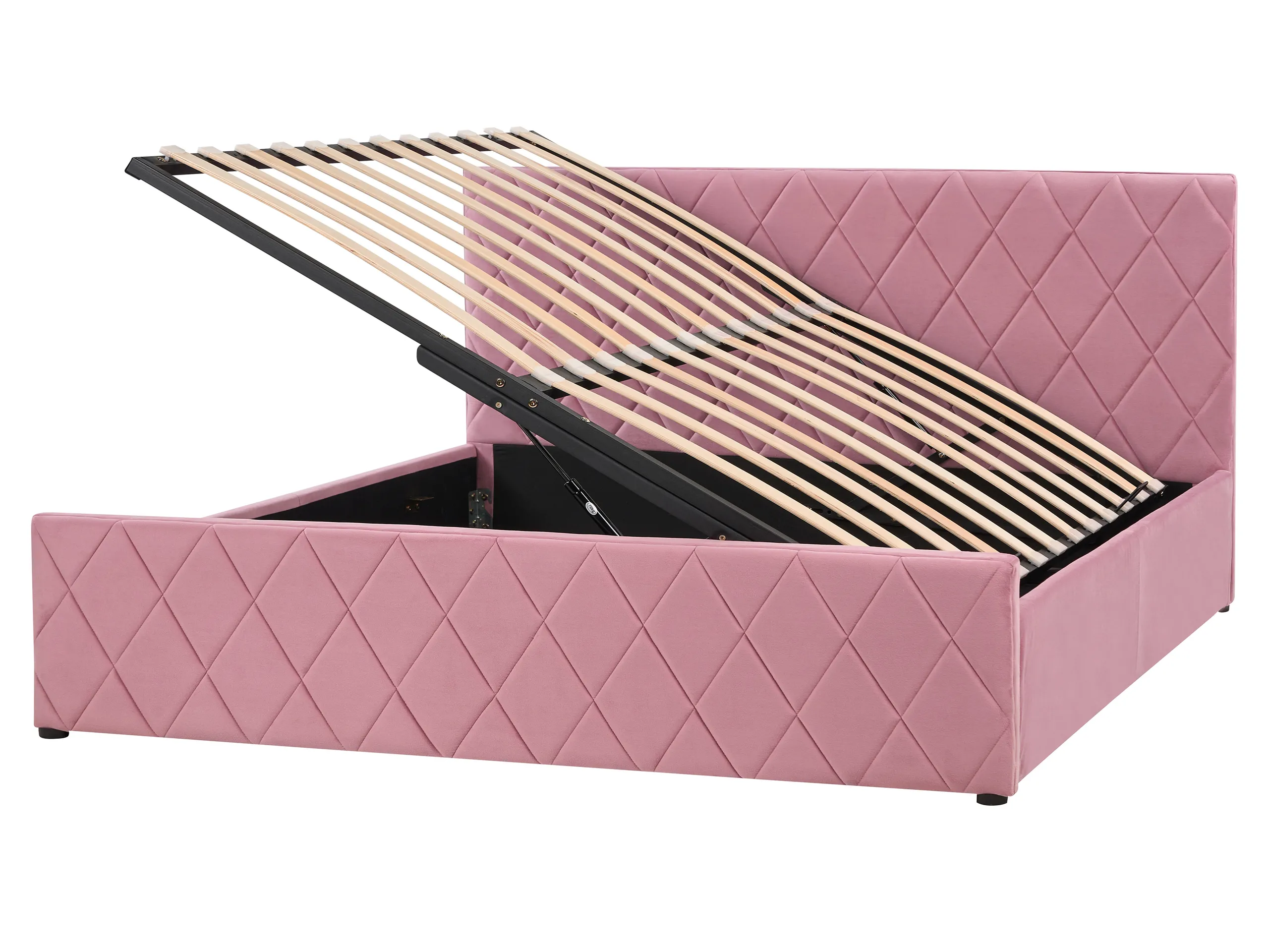 Cama con almacenaje Terciopelo ROCHEFORT 160 x 200 cm Rosa
