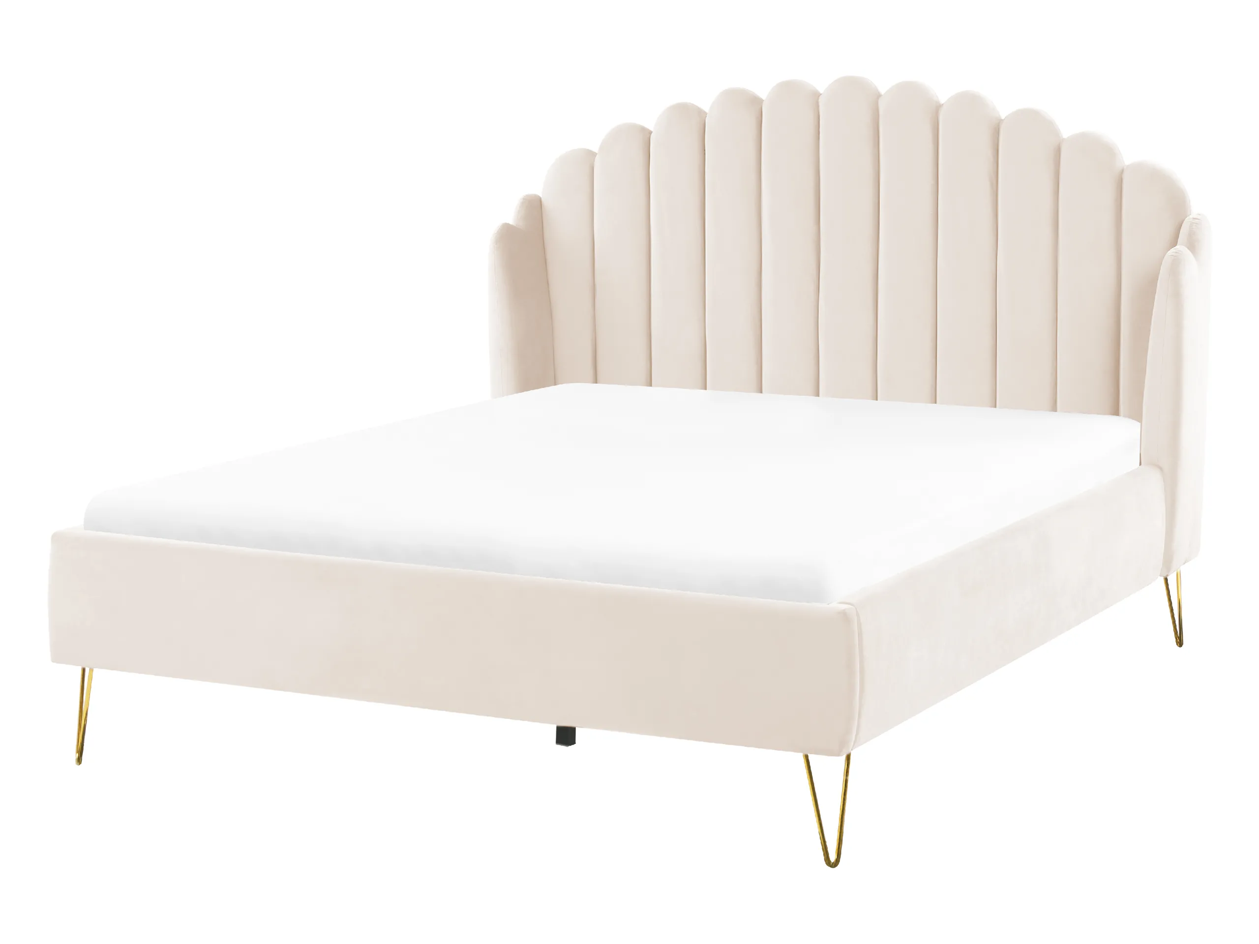 Cama Terciopelo AMBILLOU 140 x 200 cm Beige claro