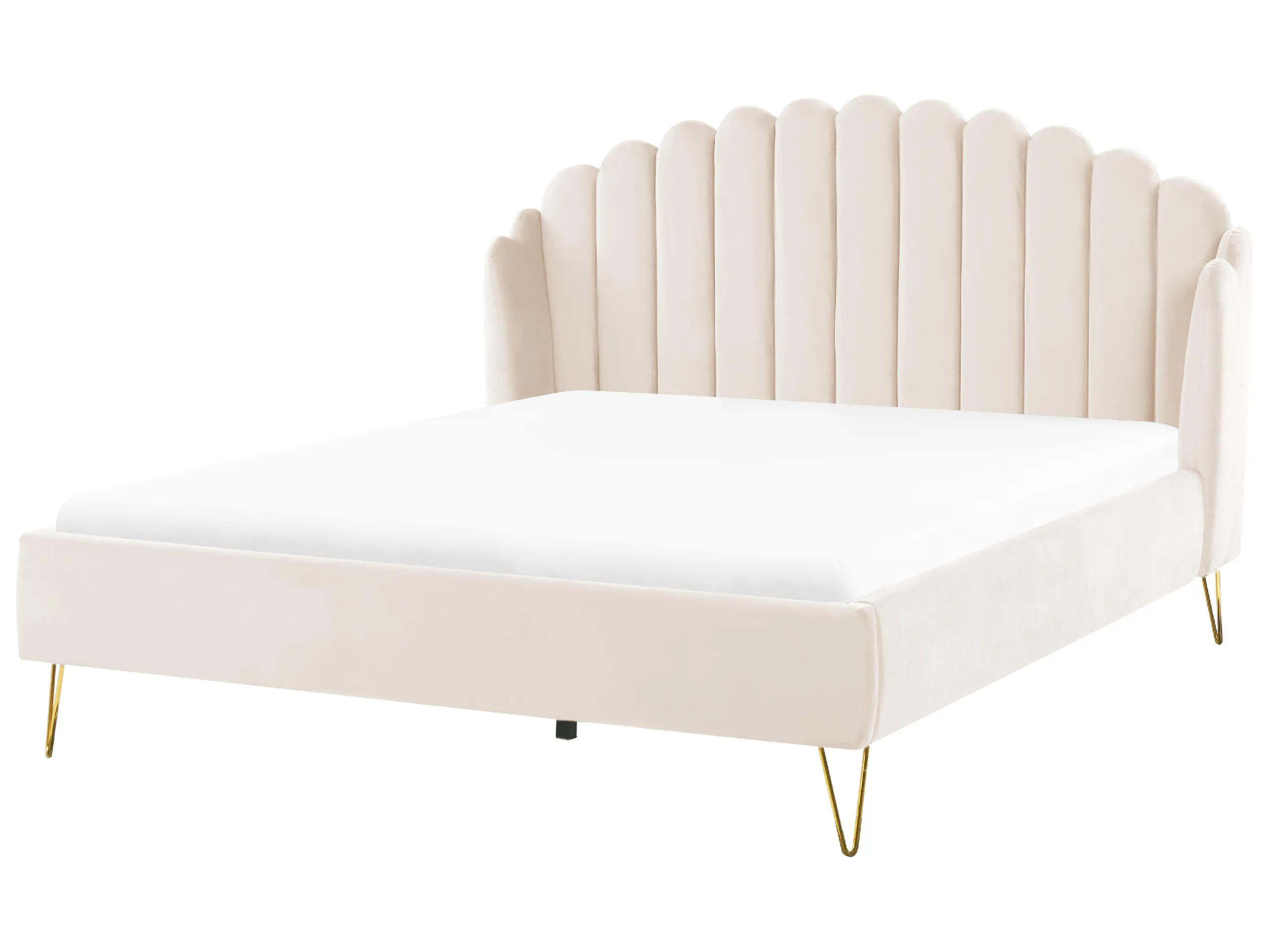 Cama Terciopelo AMBILLOU 180 x 200 cm Beige claro