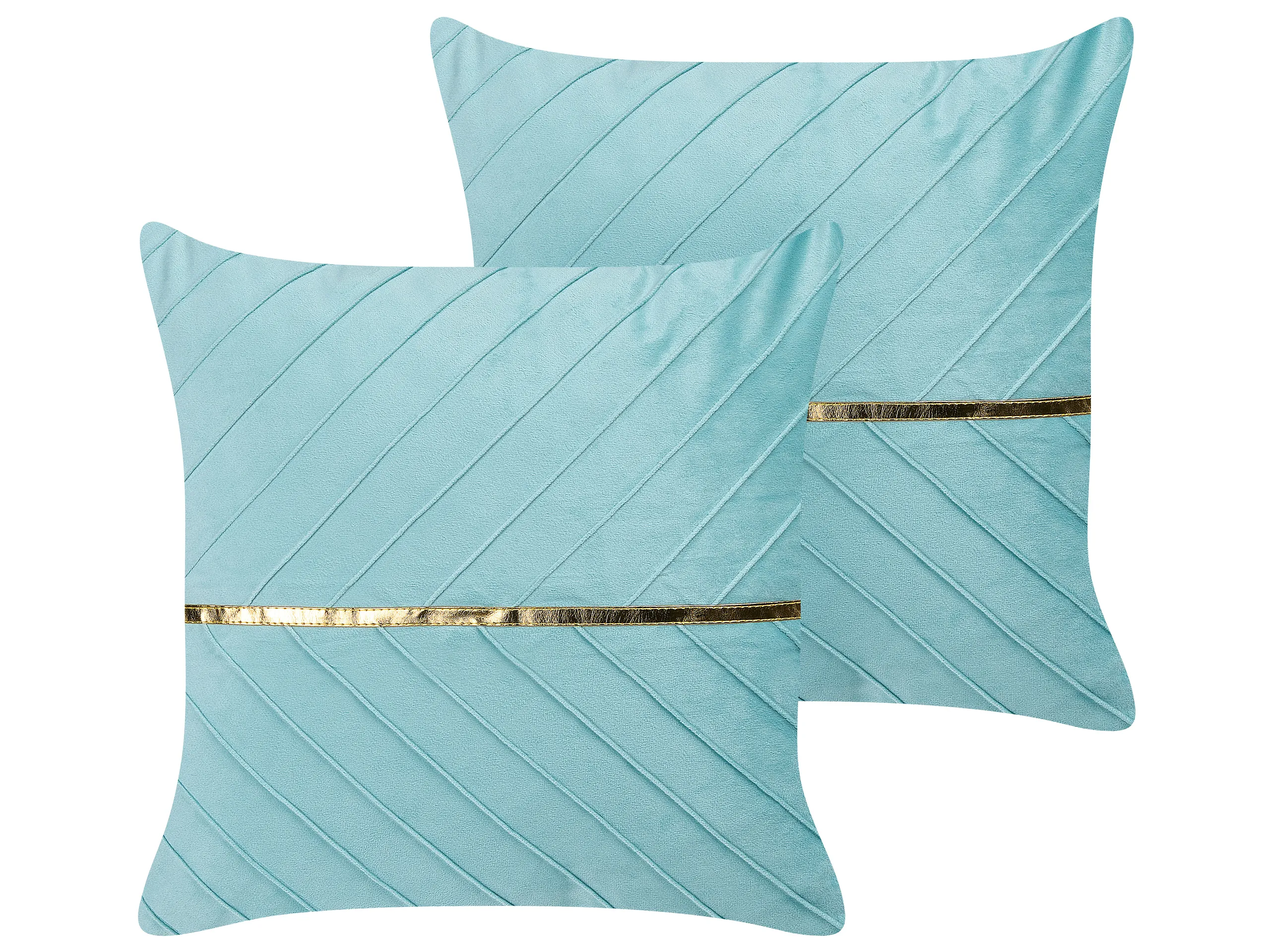 Conjunto de 2 cojines decorativos CONEFLOWER 45 x 45 cm Azul claro A rayas