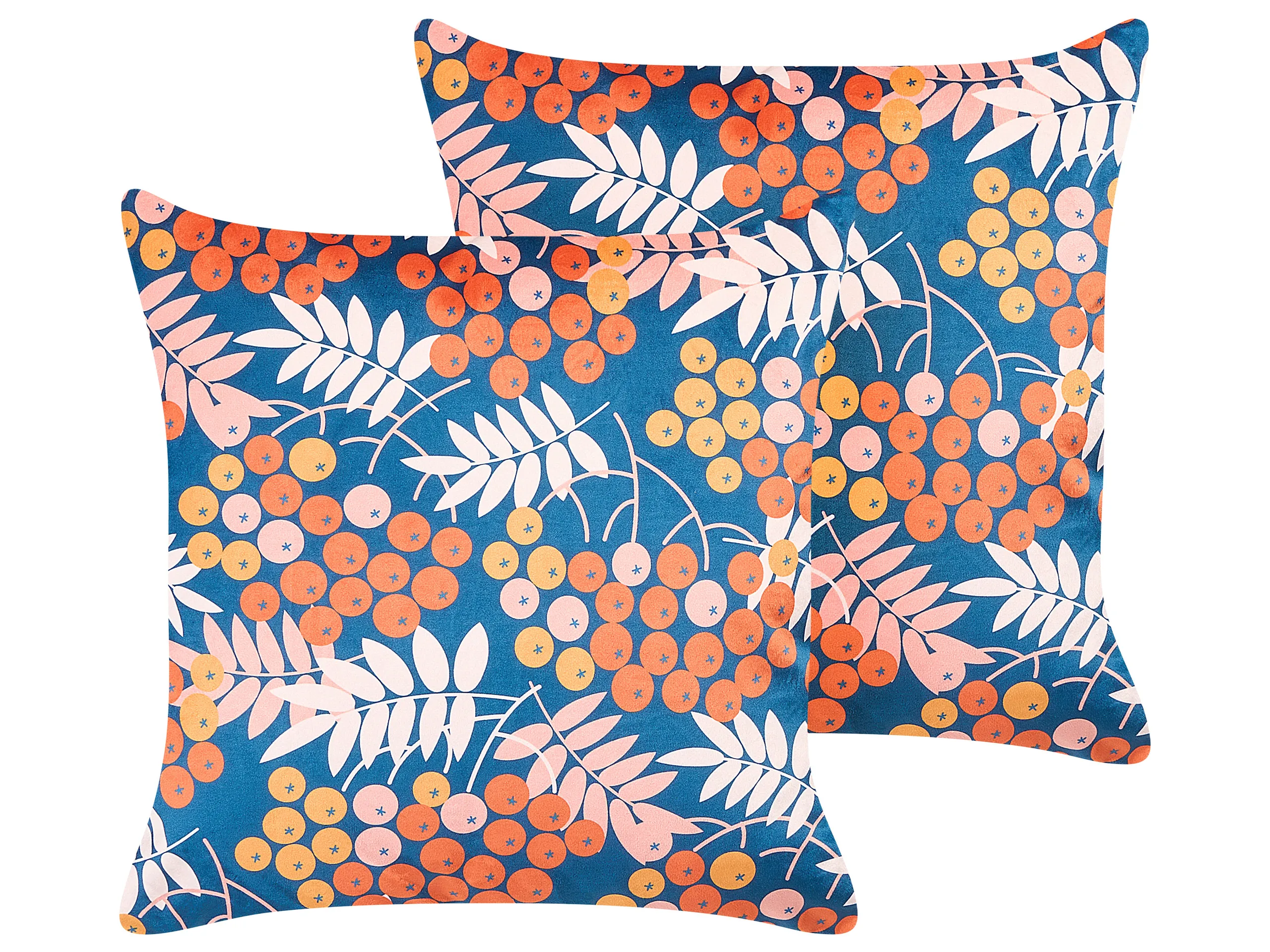 Conjunto de 2 cojines decorativos SUMAC Terciopelo 45 x 45 cm Multicolor Patrón de plantas