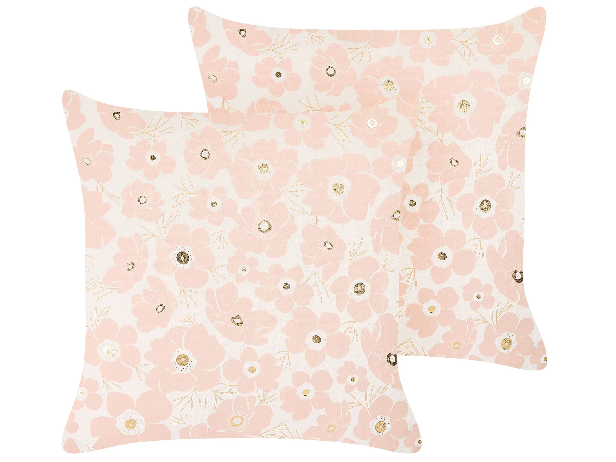Conjunto de 2 cojines decorativos TRITELEIA Terciopelo 45 x 45 cm Rosa Patrón floral