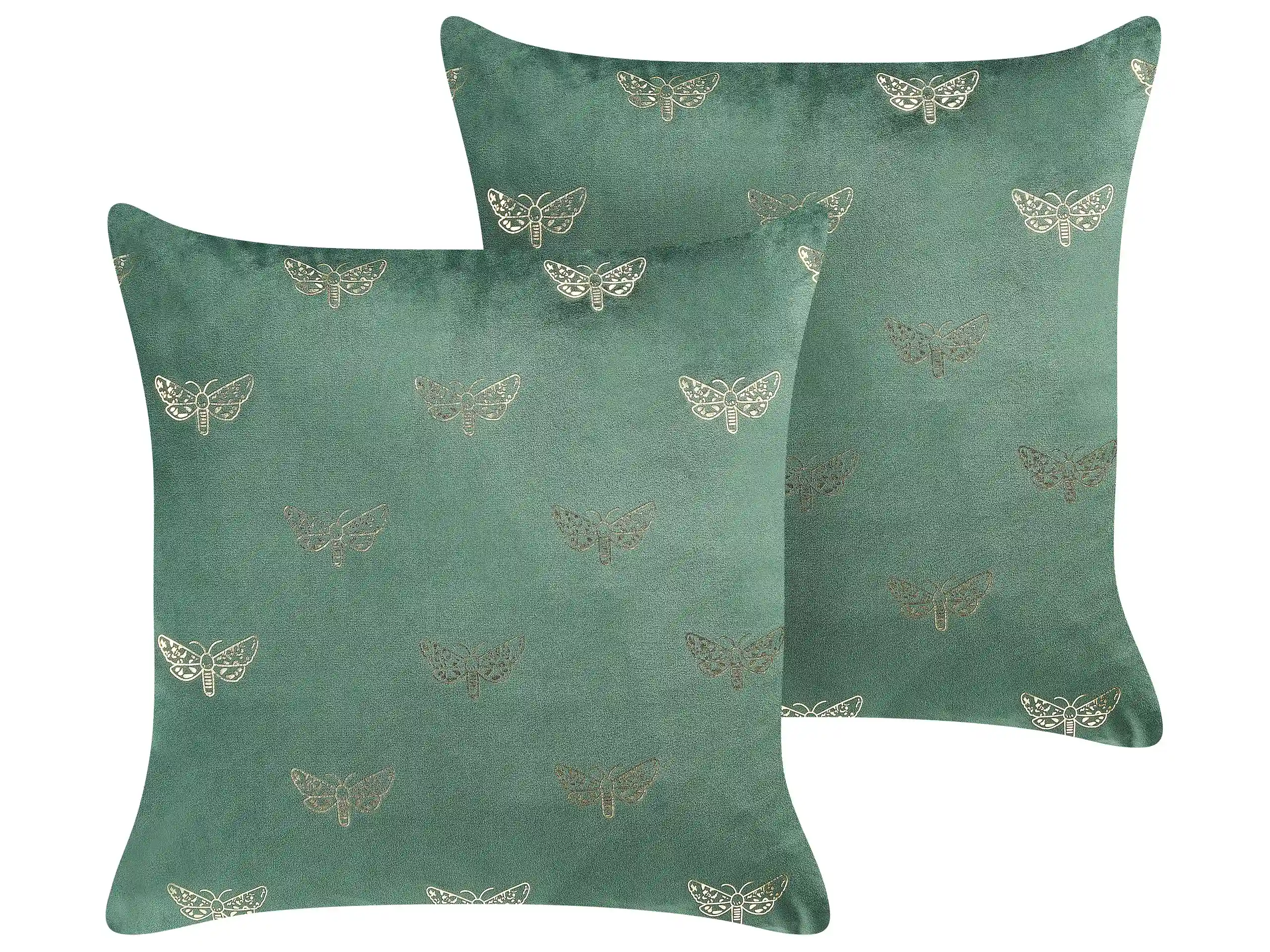 Conjunto de 2 cojines decorativos YUZURI Terciopelo 45 x 45 cm Verde esmeralda Patrón animal