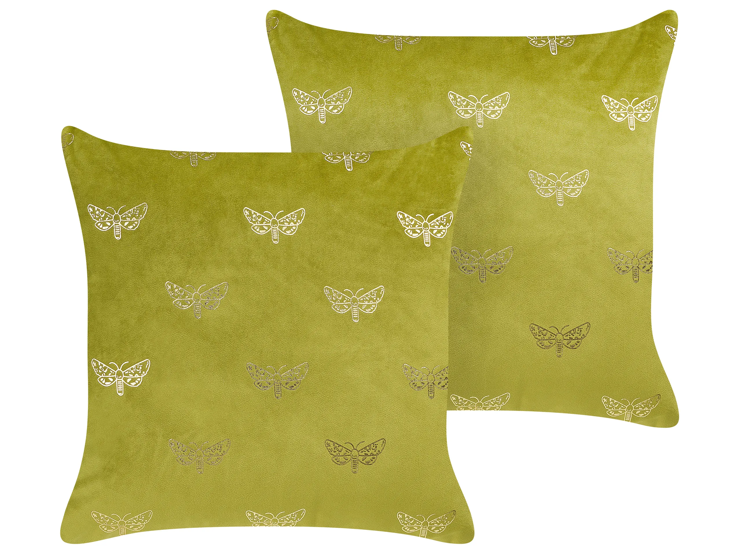 Conjunto de 2 cojines decorativos YUZURI Terciopelo 45 x 45 cm Verde claro Patrón animal