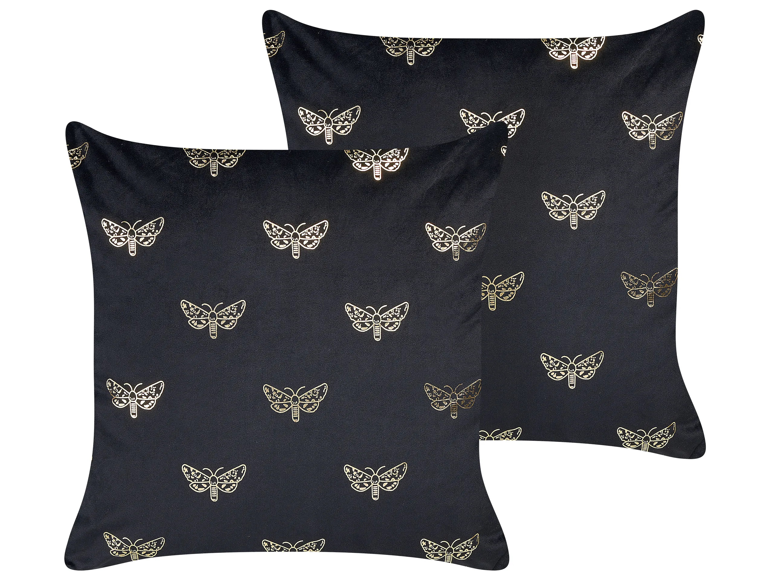 Conjunto de 2 cojines decorativos YUZURI Terciopelo 45 x 45 cm Negro Patrón animal