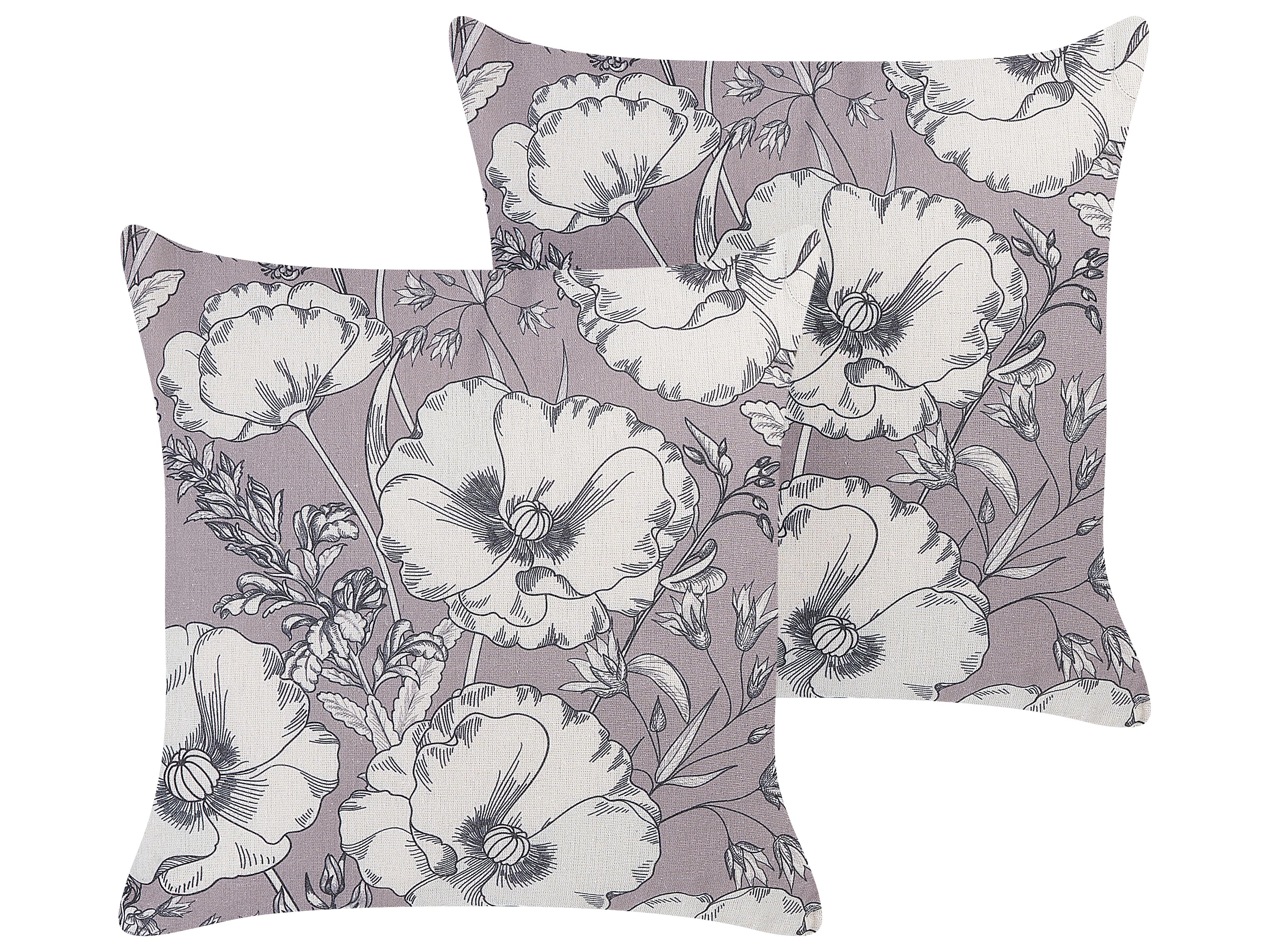 Conjunto de 2 cojines decorativos SOPHORA 45 x 45 cm Gris Patrón floral