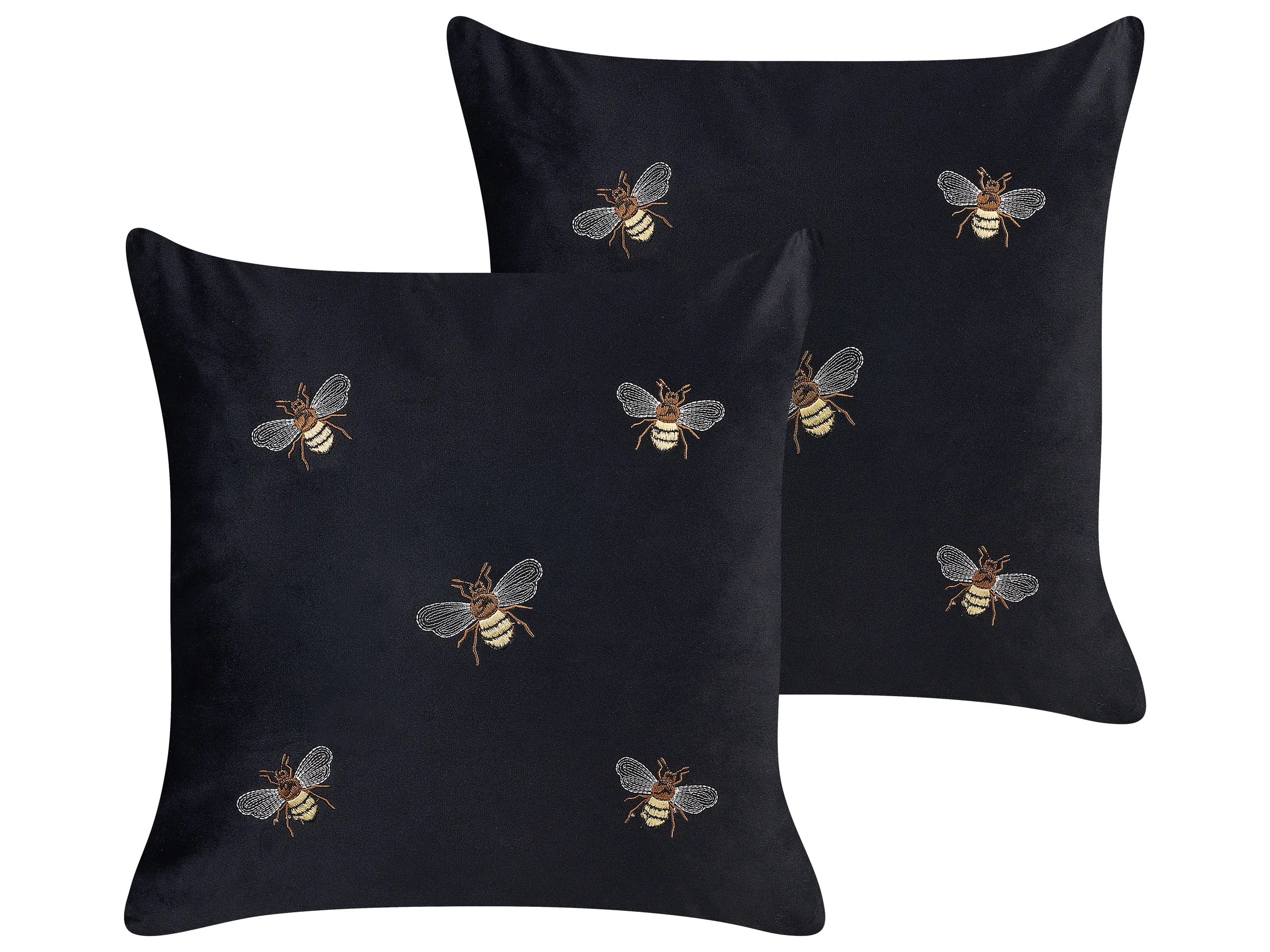 Conjunto de 2 cojines decorativos TALINUM Terciopelo 45 x 45 cm Negro Patrón animal