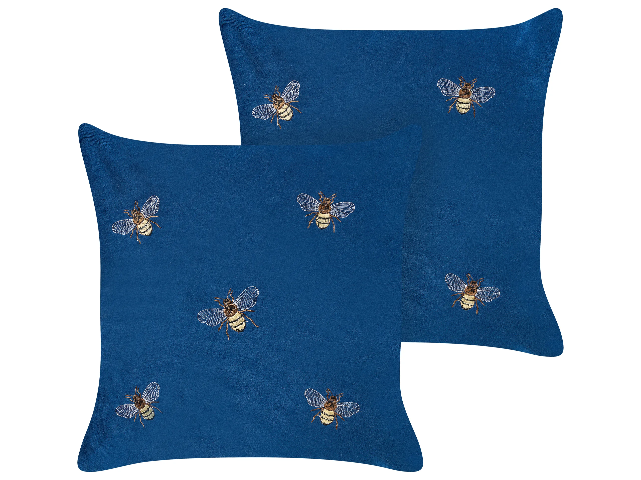 Conjunto de 2 cojines decorativos TALINUM Terciopelo 45 x 45 cm Azul Patrón animal