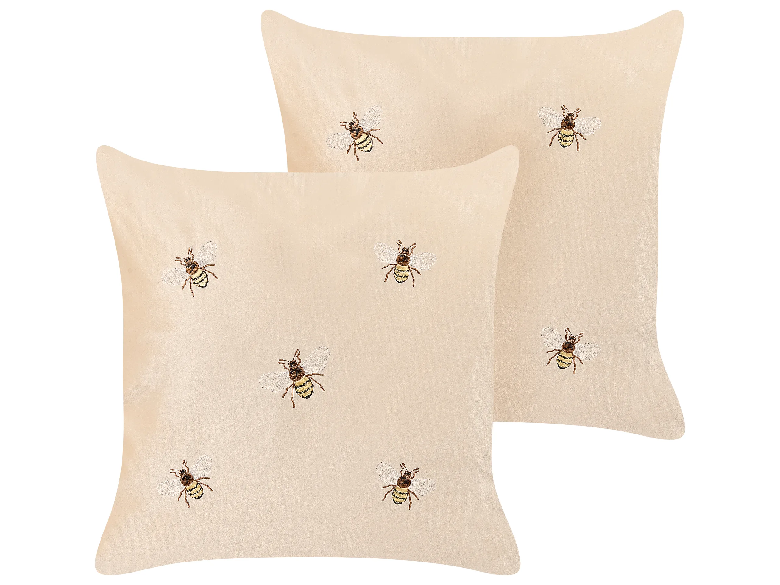 Conjunto de 2 cojines decorativos TALINUM Terciopelo 45 x 45 cm Beige Patrón animal