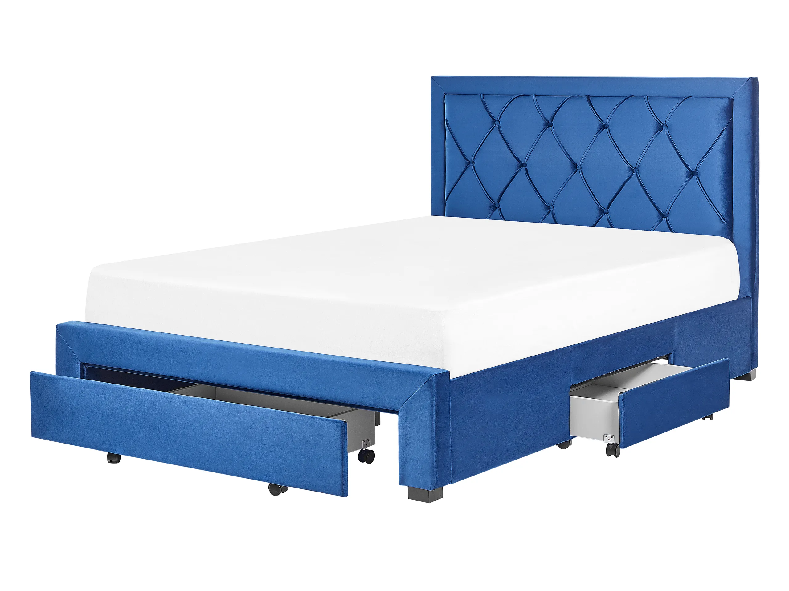 Cama con cajones Terciopelo LIEVIN 140 x 200 cm Azul marino