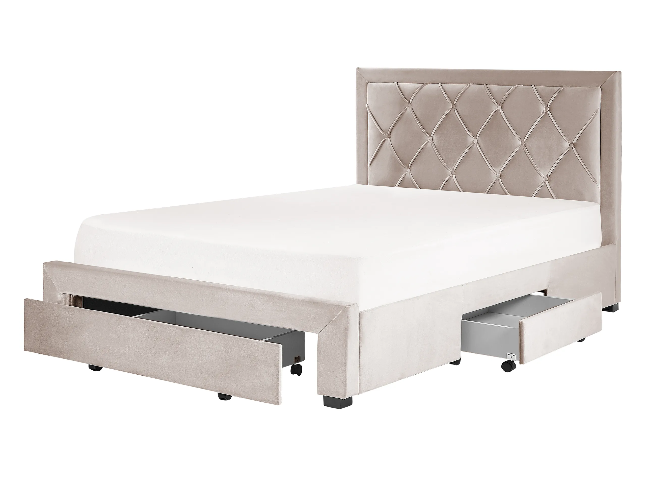 Cama con cajones Terciopelo LIEVIN 140 x 200 cm Beige