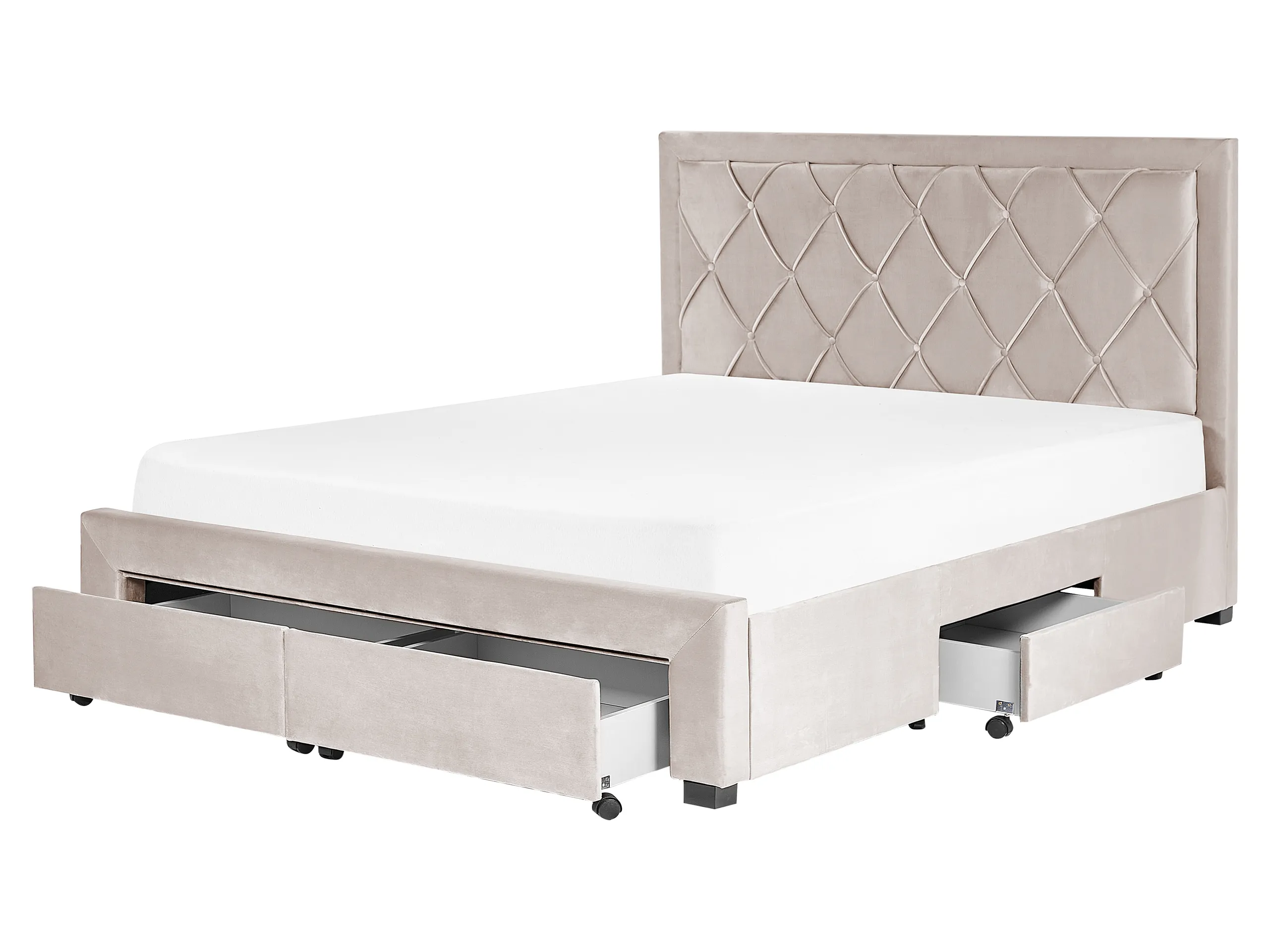 Cama con cajones Terciopelo LIEVIN 160 x 200 cm Beige
