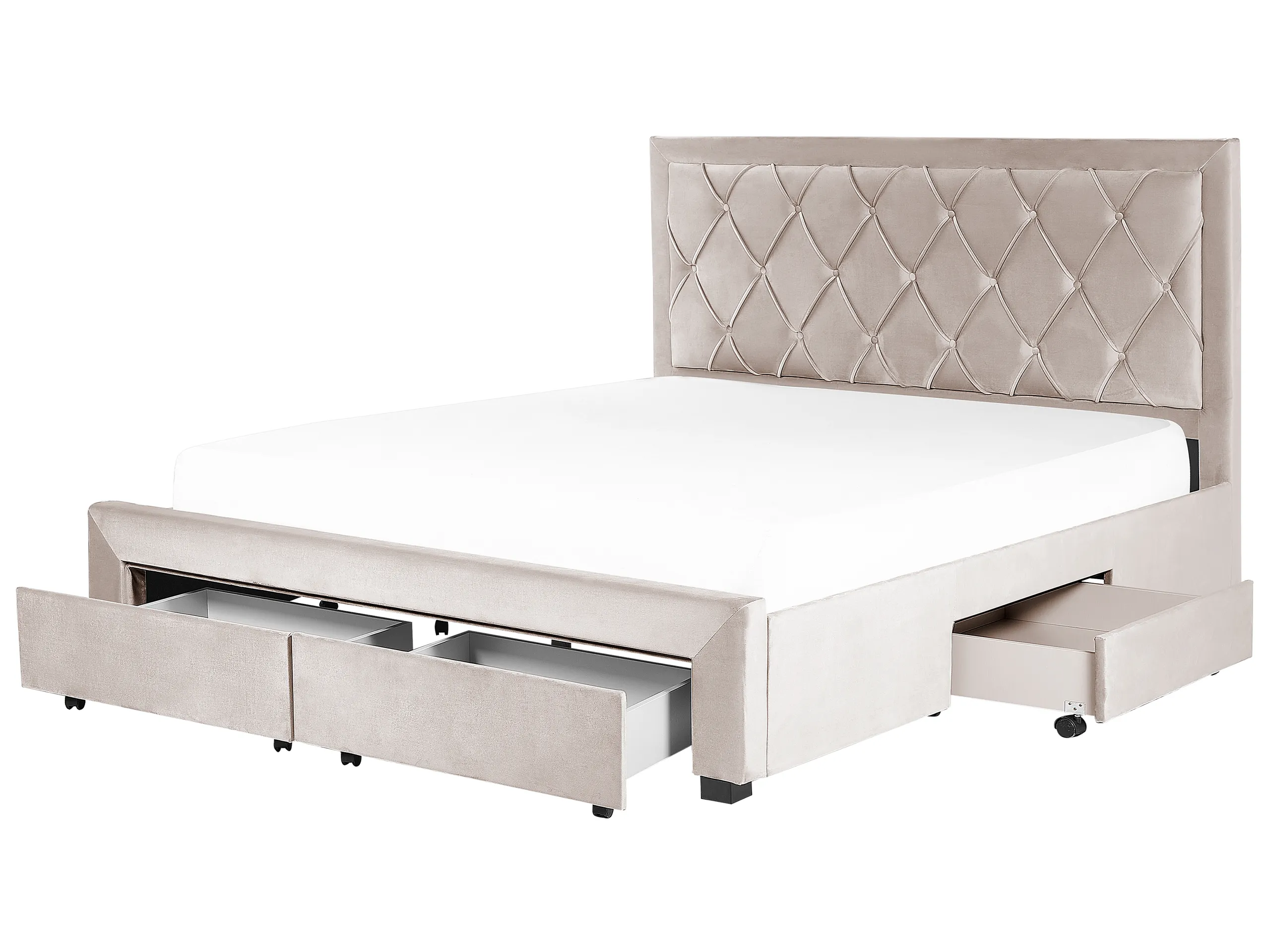 Cama con cajones Terciopelo LIEVIN 180 x 200 cm Beige