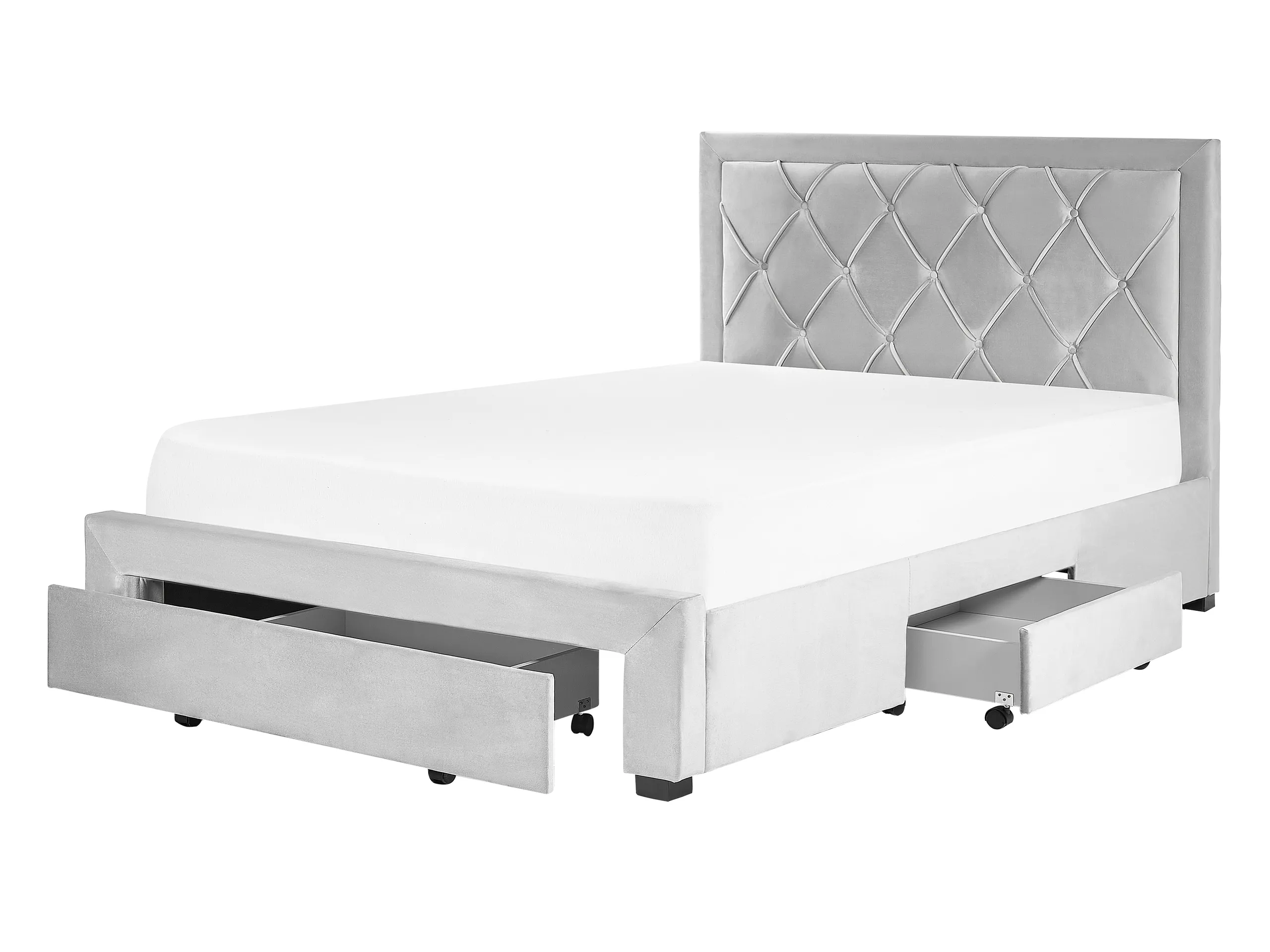 Cama con cajones Terciopelo LIEVIN 140 x 200 cm Gris claro