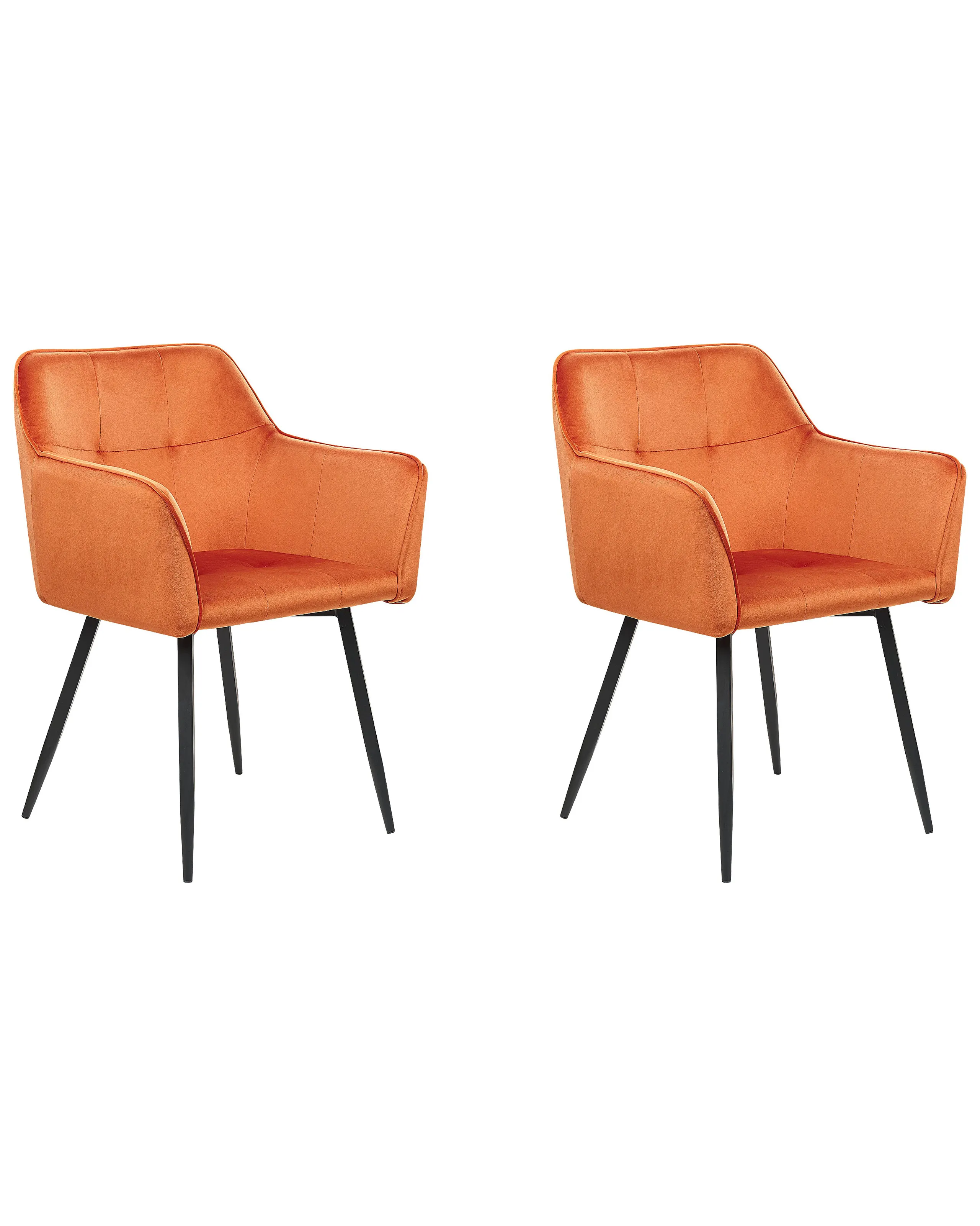 Conjunto de 2 sillas de comedor JASMIN Terciopelo Naranja