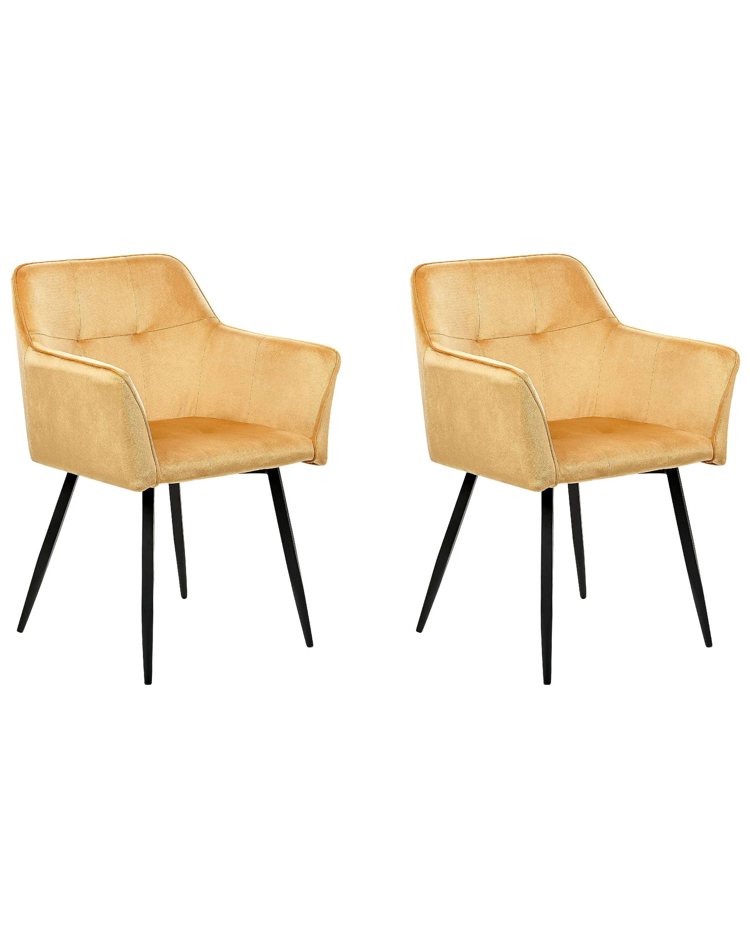 Conjunto de 2 sillas de comedor JASMIN Terciopelo Mostaza