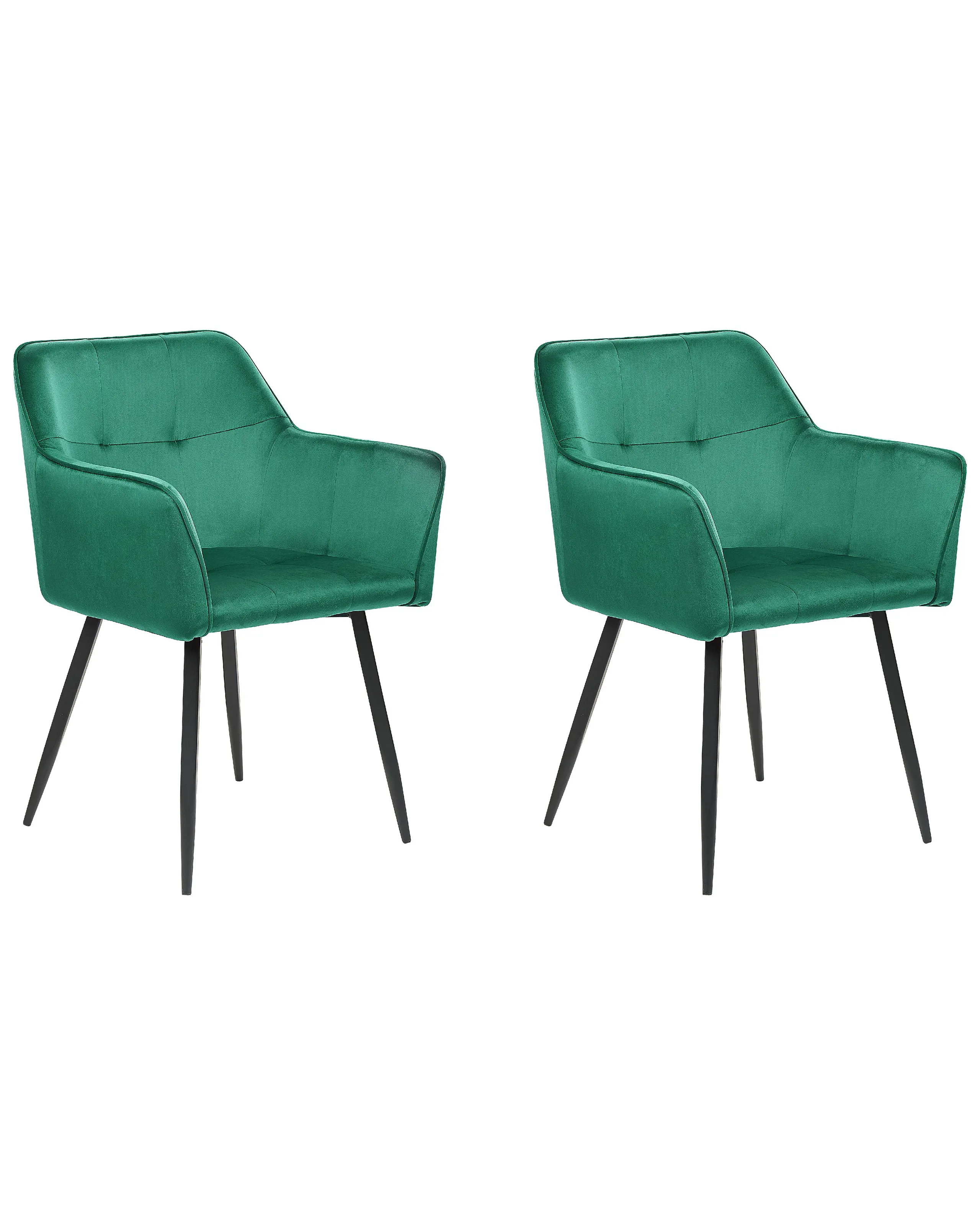 Conjunto de 2 sillas de comedor JASMIN Terciopelo Verde esmeralda