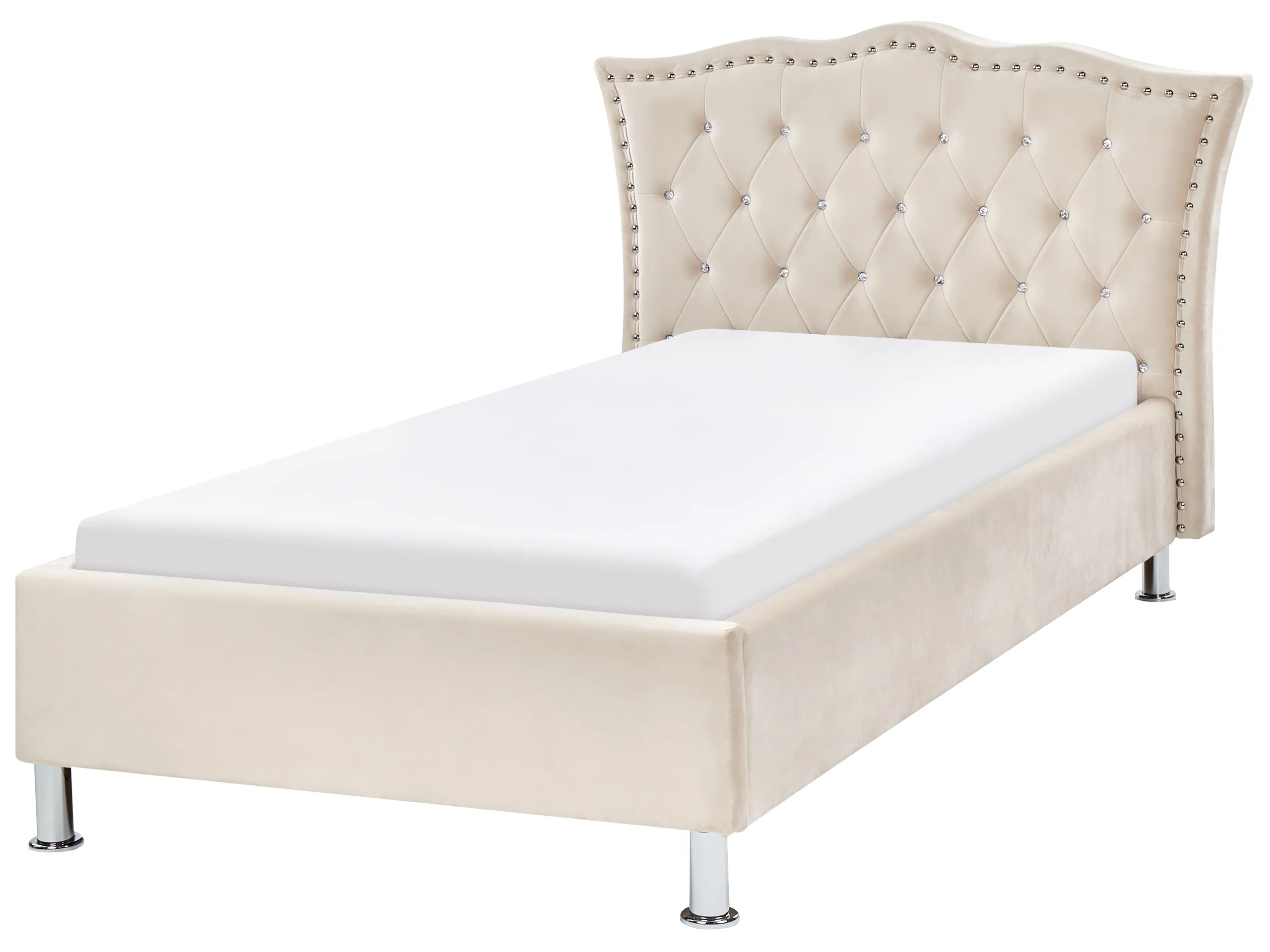 Cama Terciopelo METZ 90 x 200 cm Beige