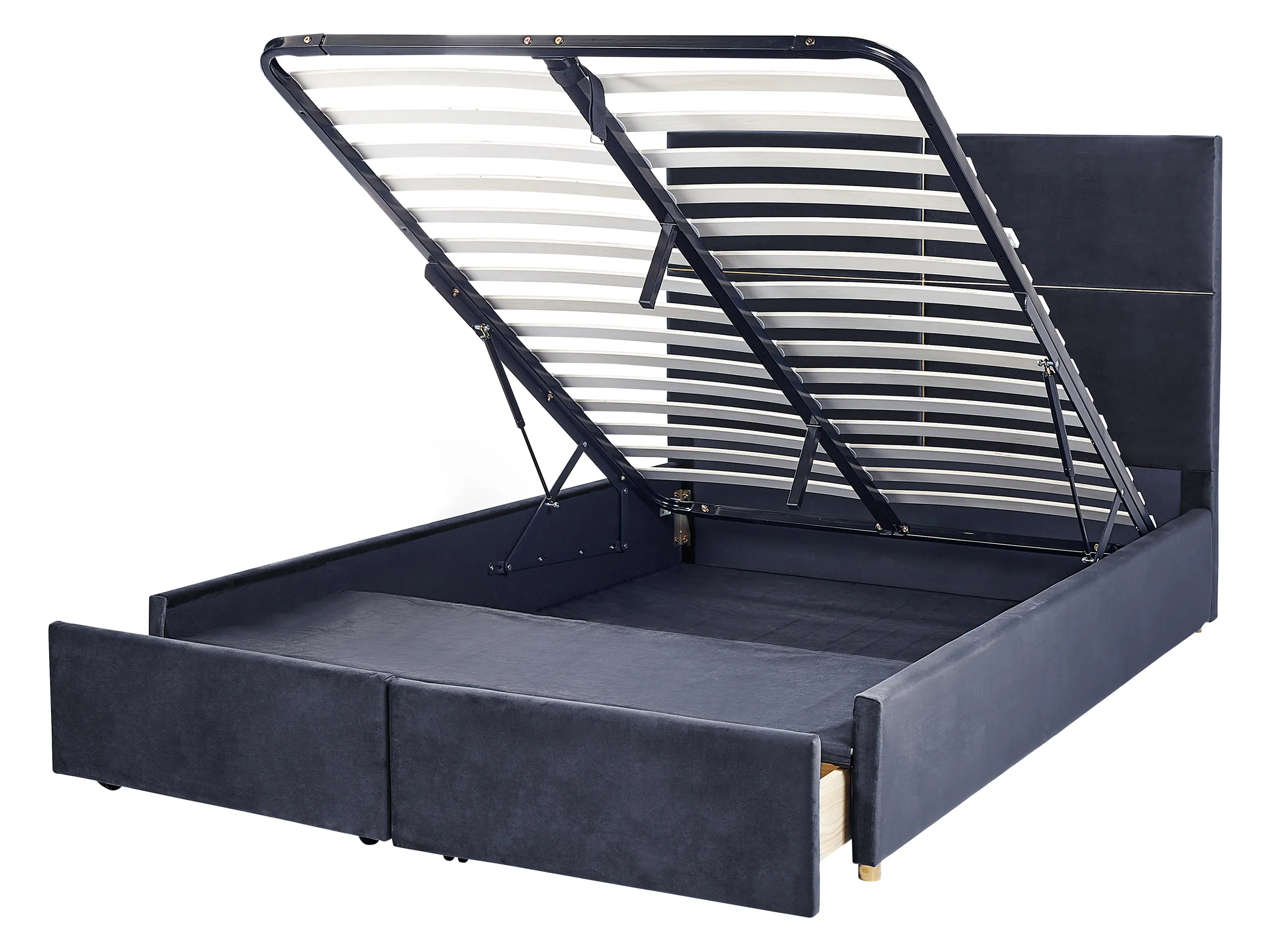 Cama con almacenaje Terciopelo VERNOYES 140 x 200 cm Negro