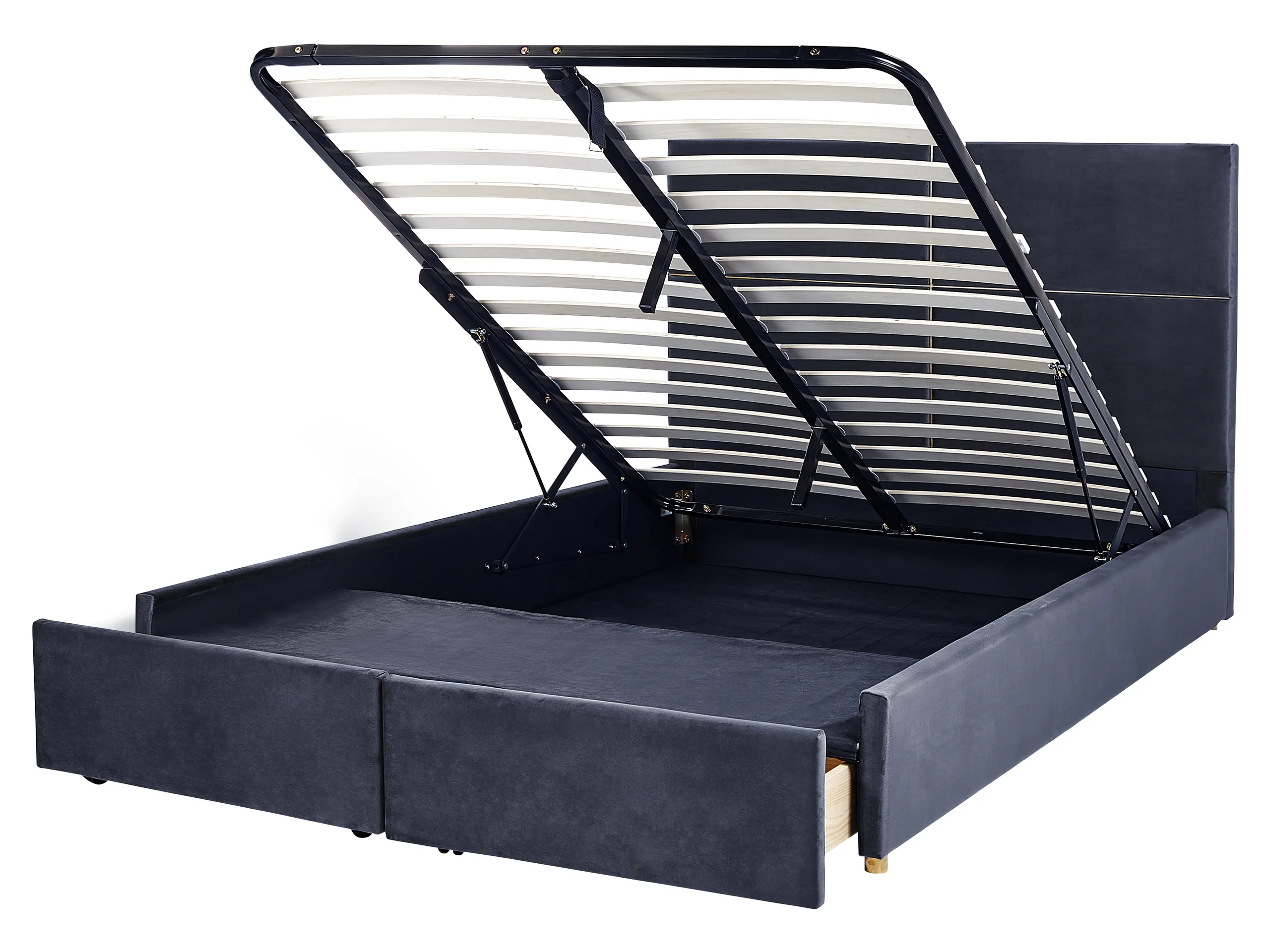 Cama con almacenaje Terciopelo VERNOYES 160 x 200 cm Negro