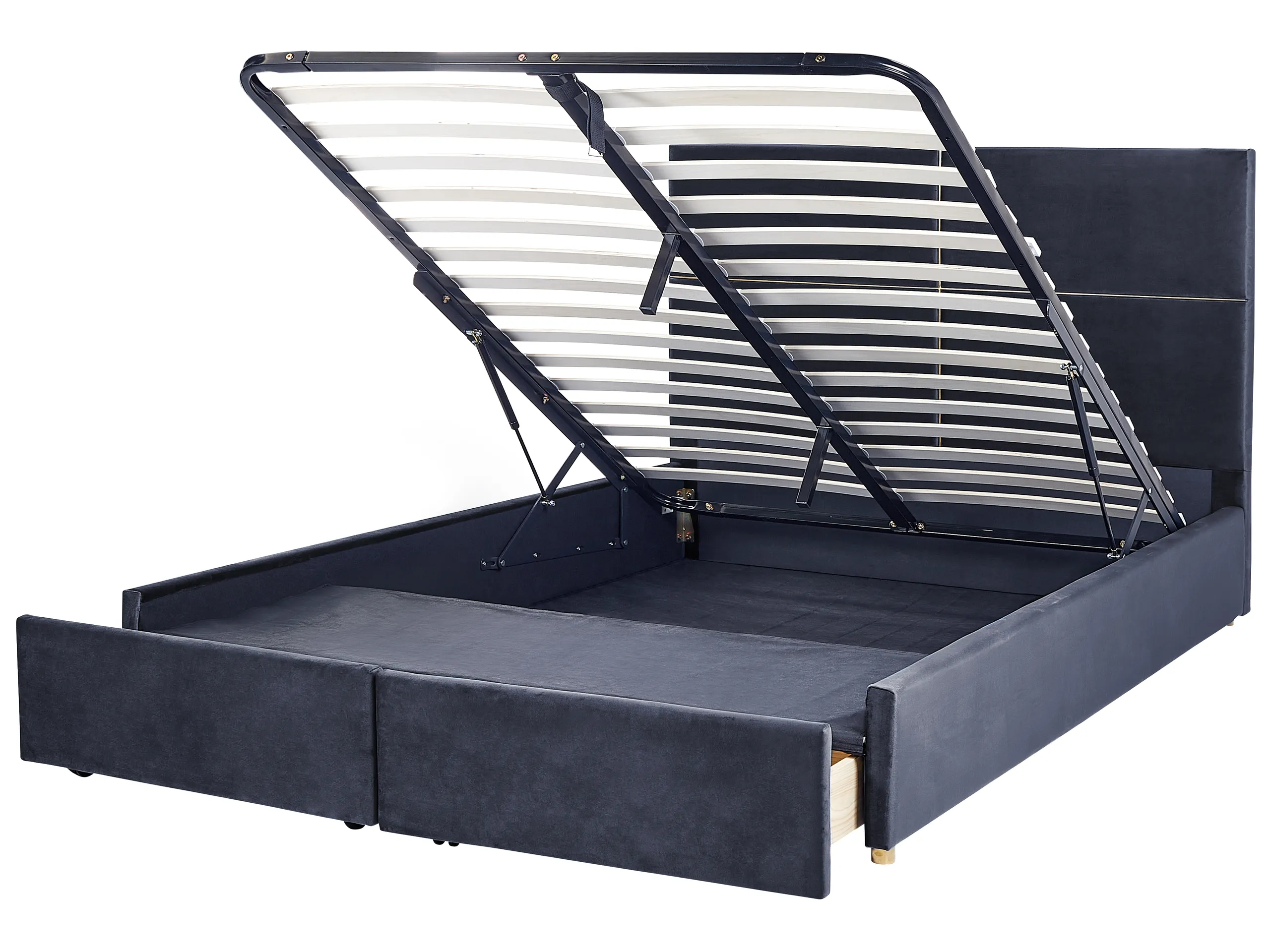 Cama con almacenaje Terciopelo VERNOYES 180 x 200 cm Negro