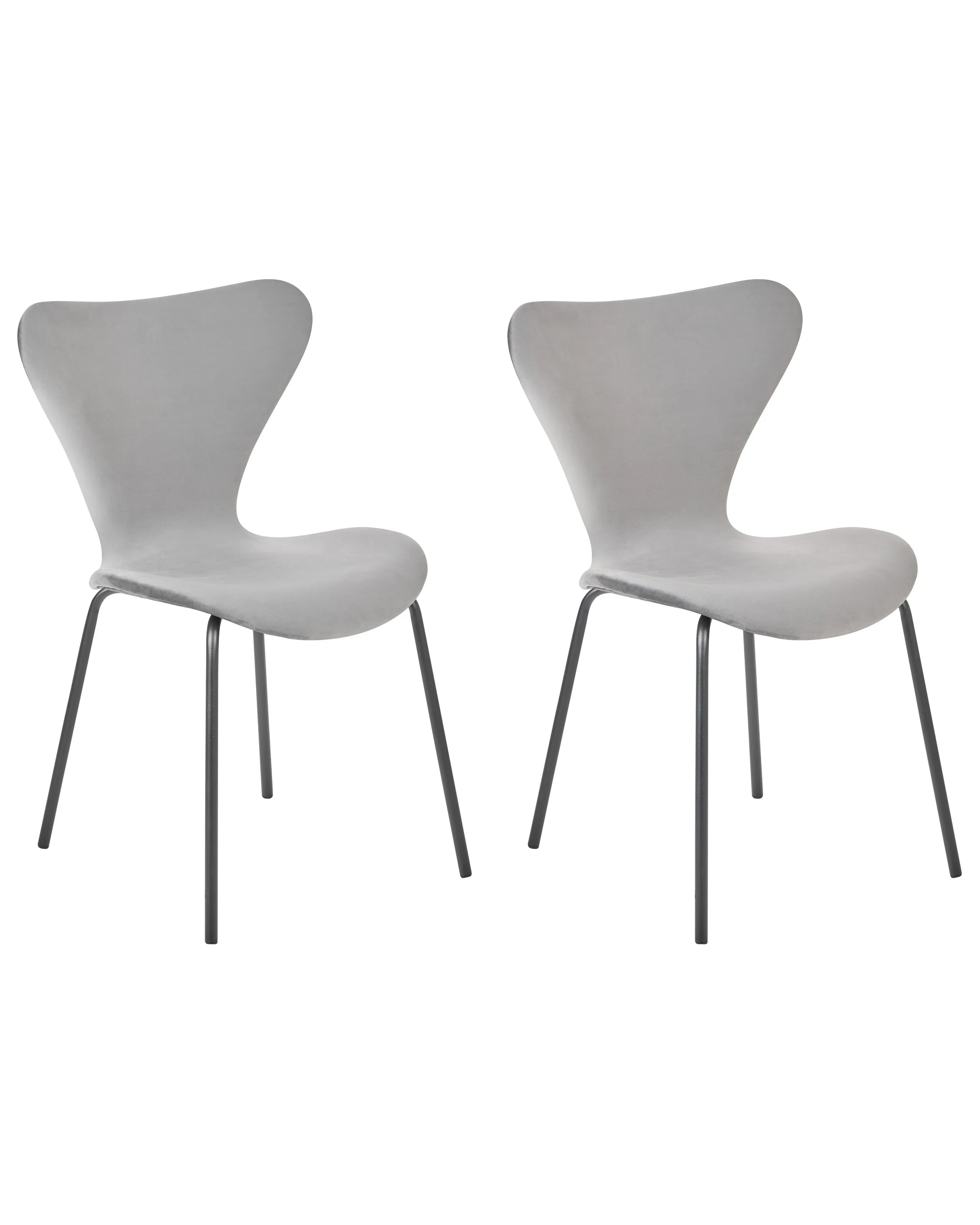 Conjunto de 2 sillas de comedor BOONVILLE Terciopelo Gris claro