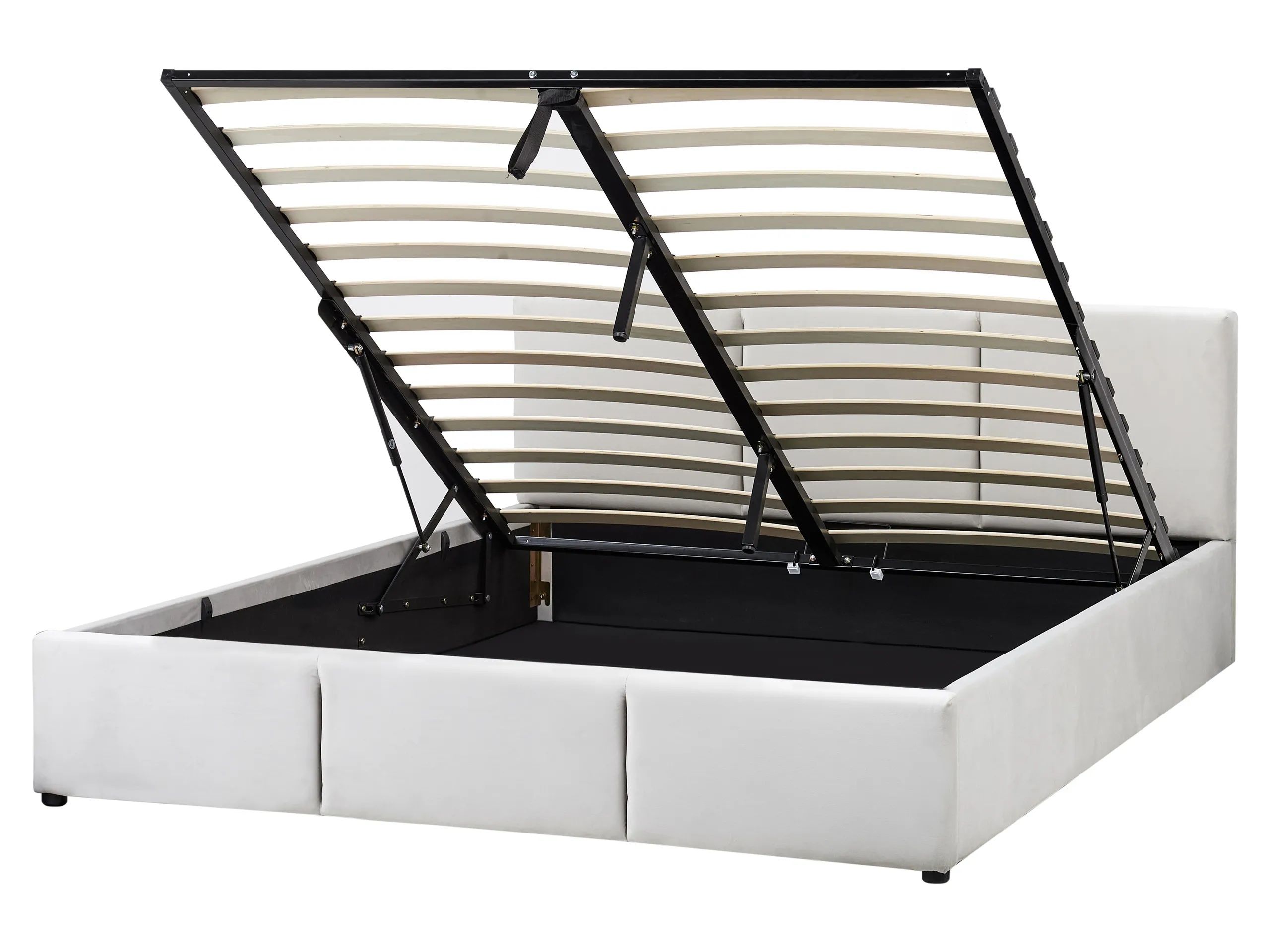Cama con almacenaje Terciopelo BOUSSE 160 x 200 cm Gris claro