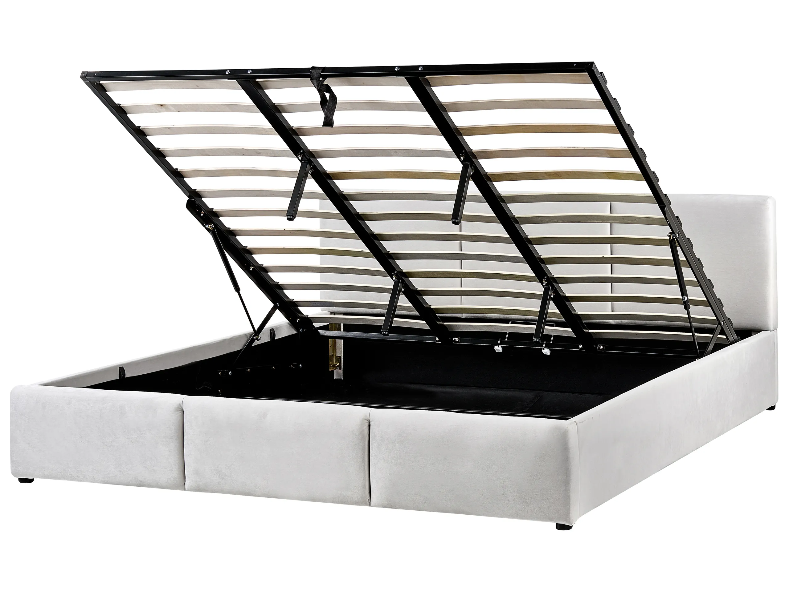 Cama con almacenaje Terciopelo BOUSSE 180 x 200 cm Gris claro