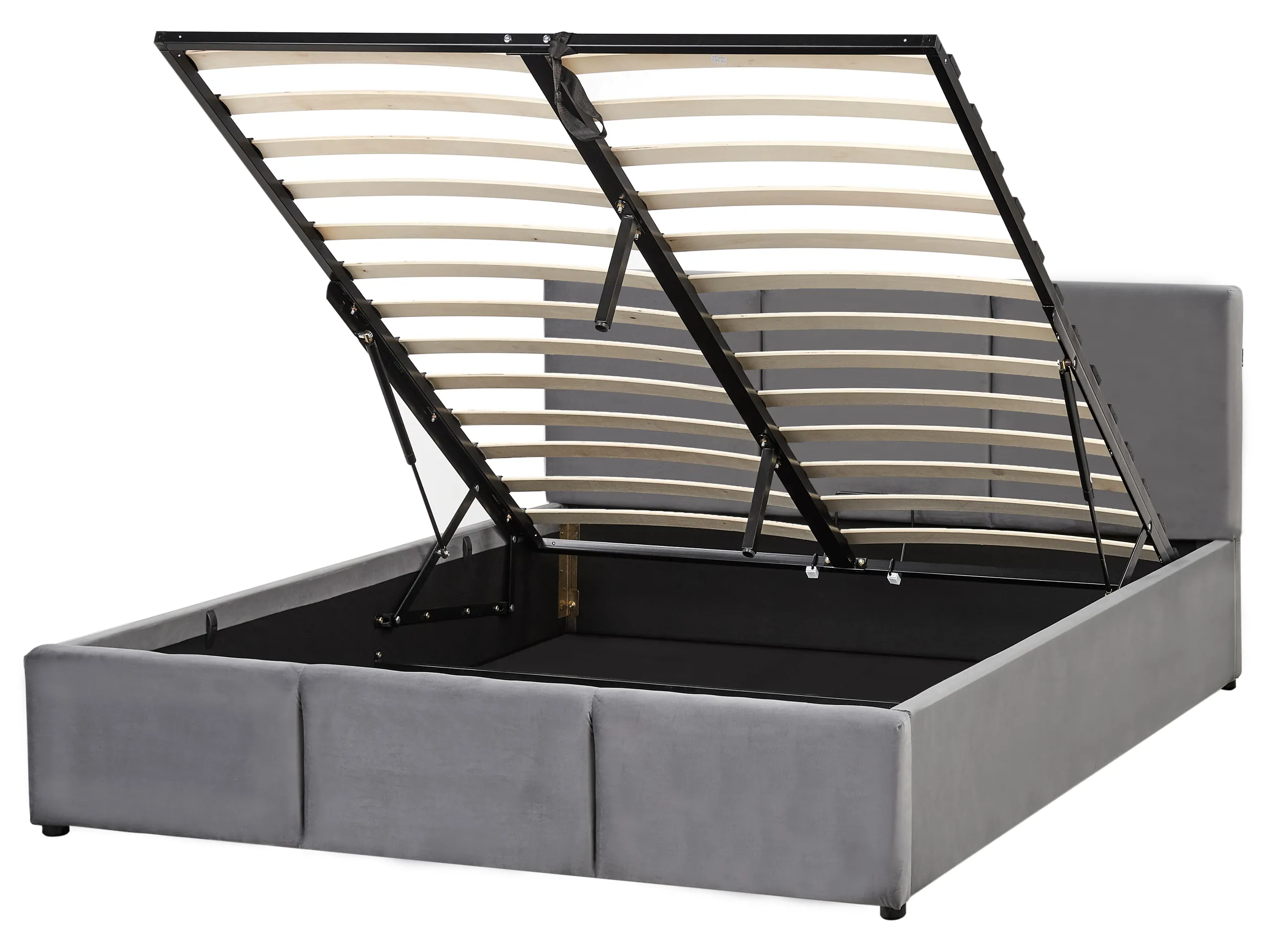 Cama con almacenaje Terciopelo BOUSSE 140 x 200 cm Gris oscuro