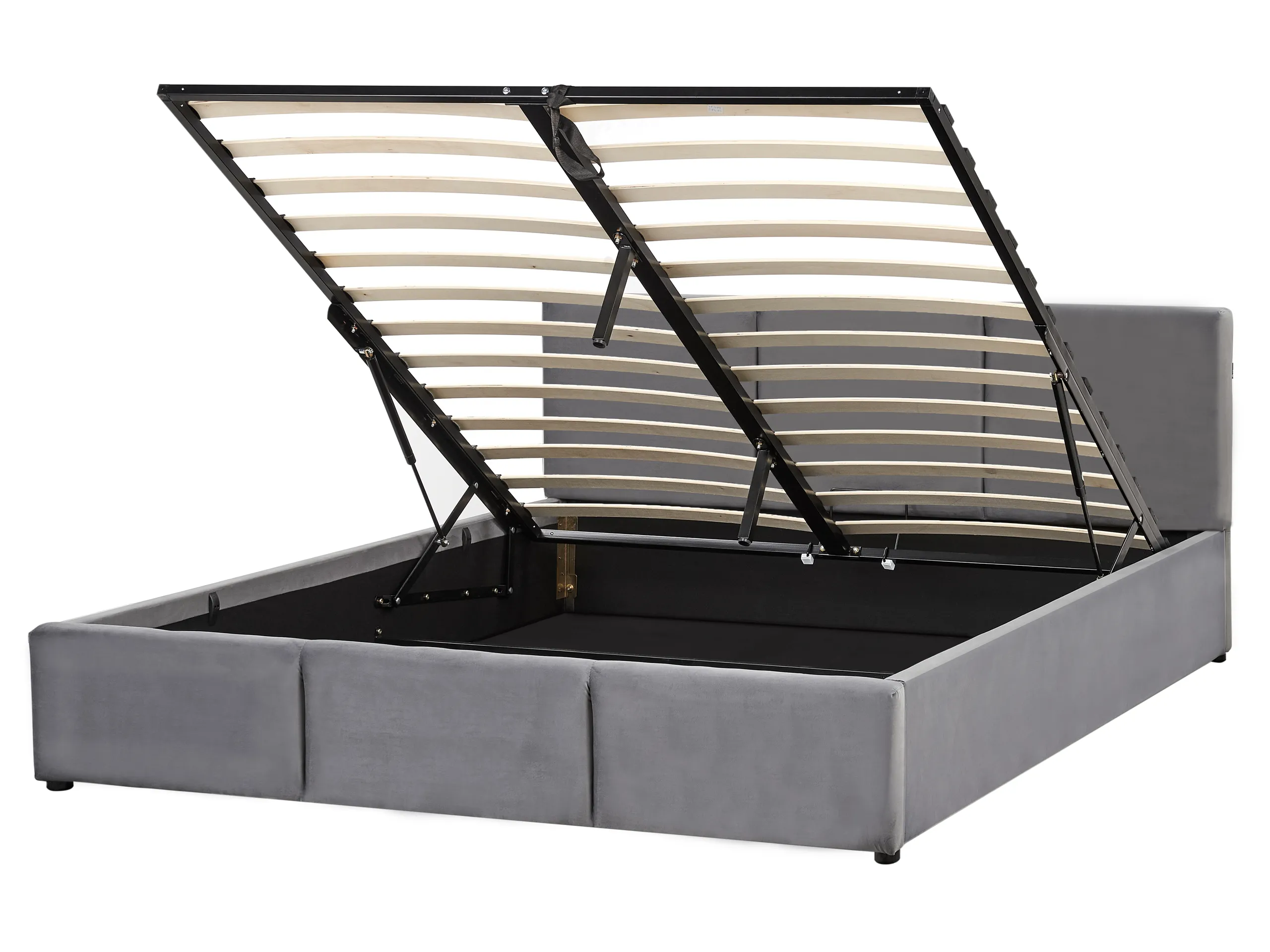 Cama con almacenaje Terciopelo BOUSSE 160 x 200 cm Gris oscuro
