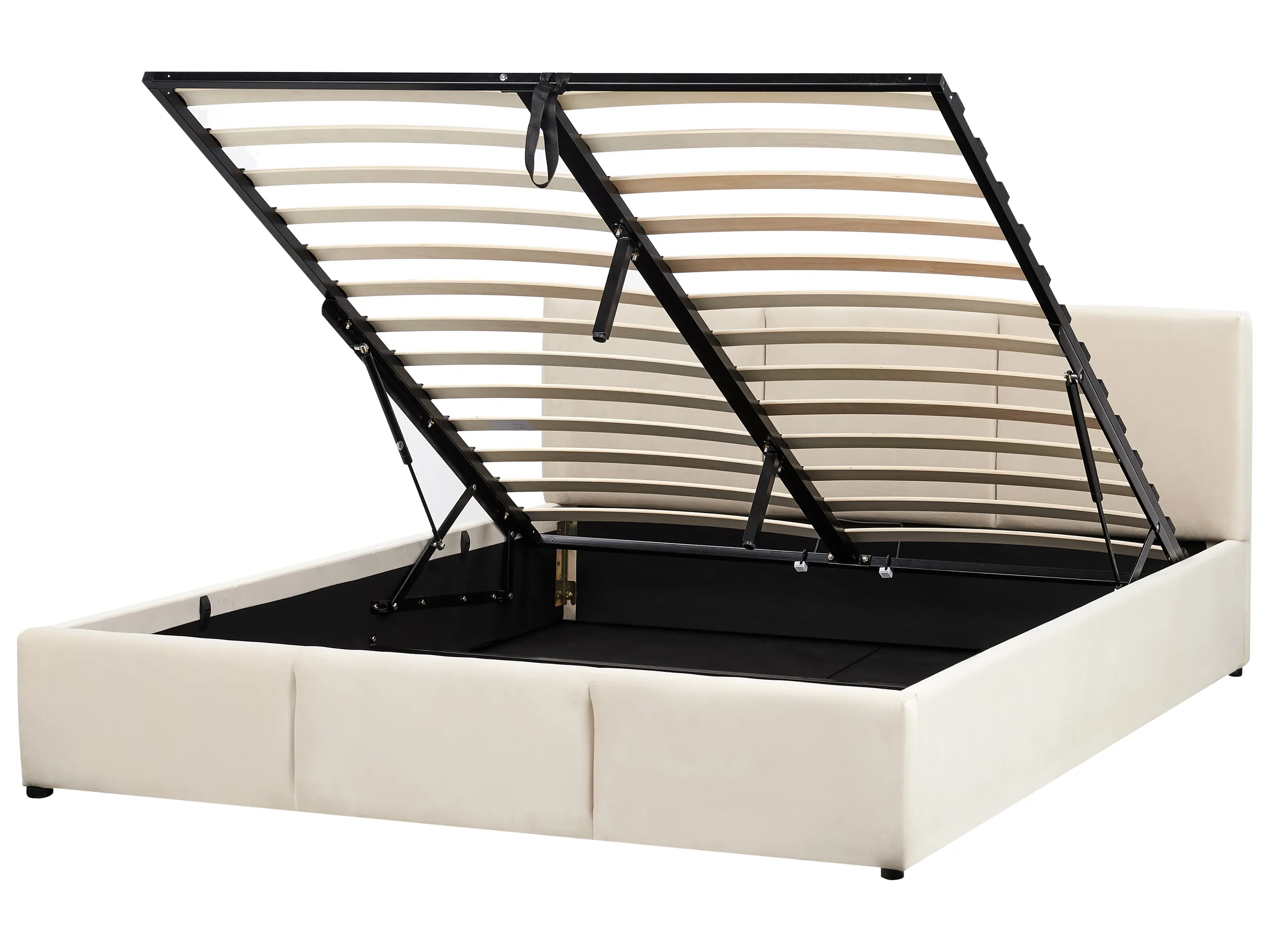 Cama con almacenaje Terciopelo BOUSSE 160 x 200 cm Beige claro