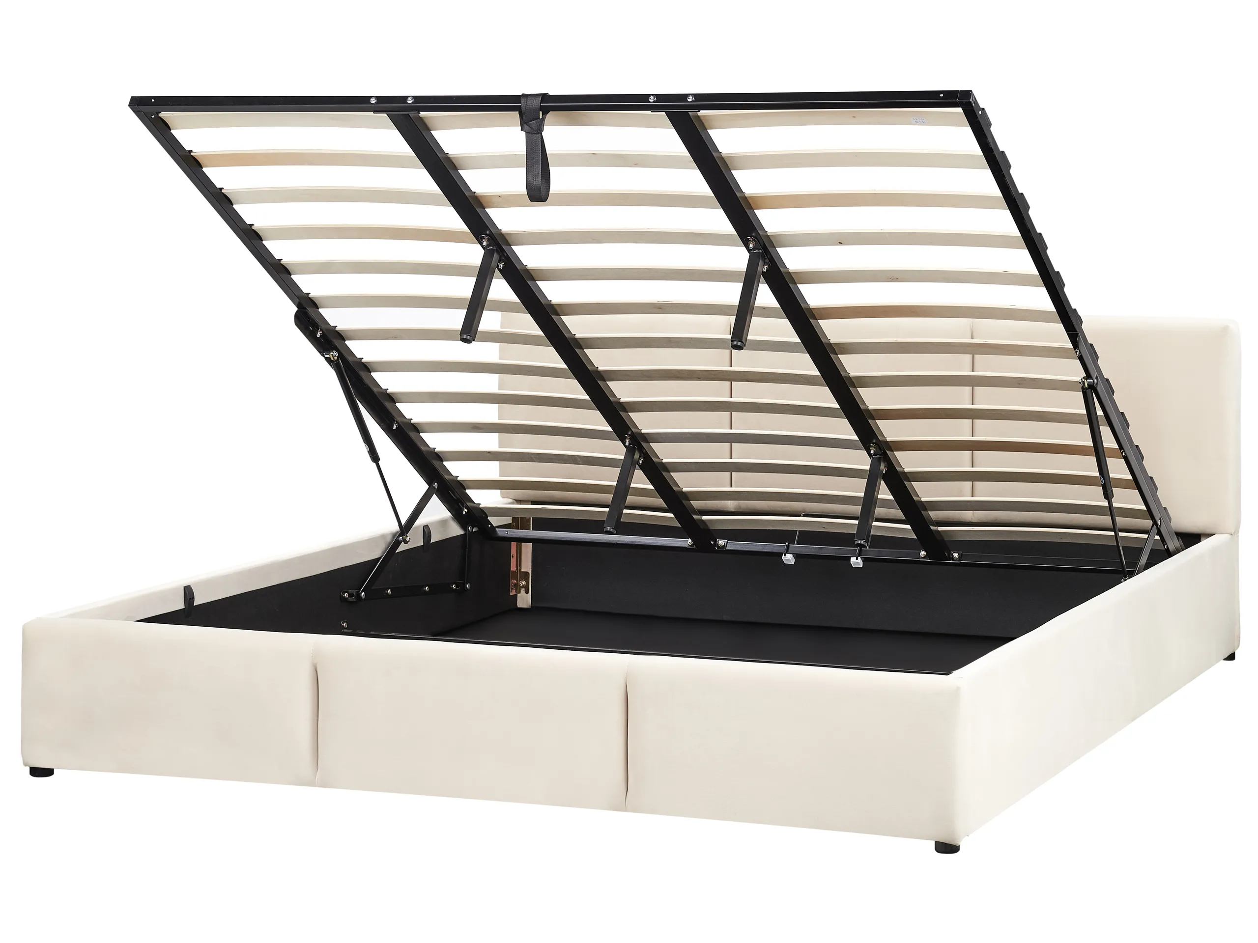 Cama con almacenaje Terciopelo BOUSSE 180 x 200 cm Beige claro