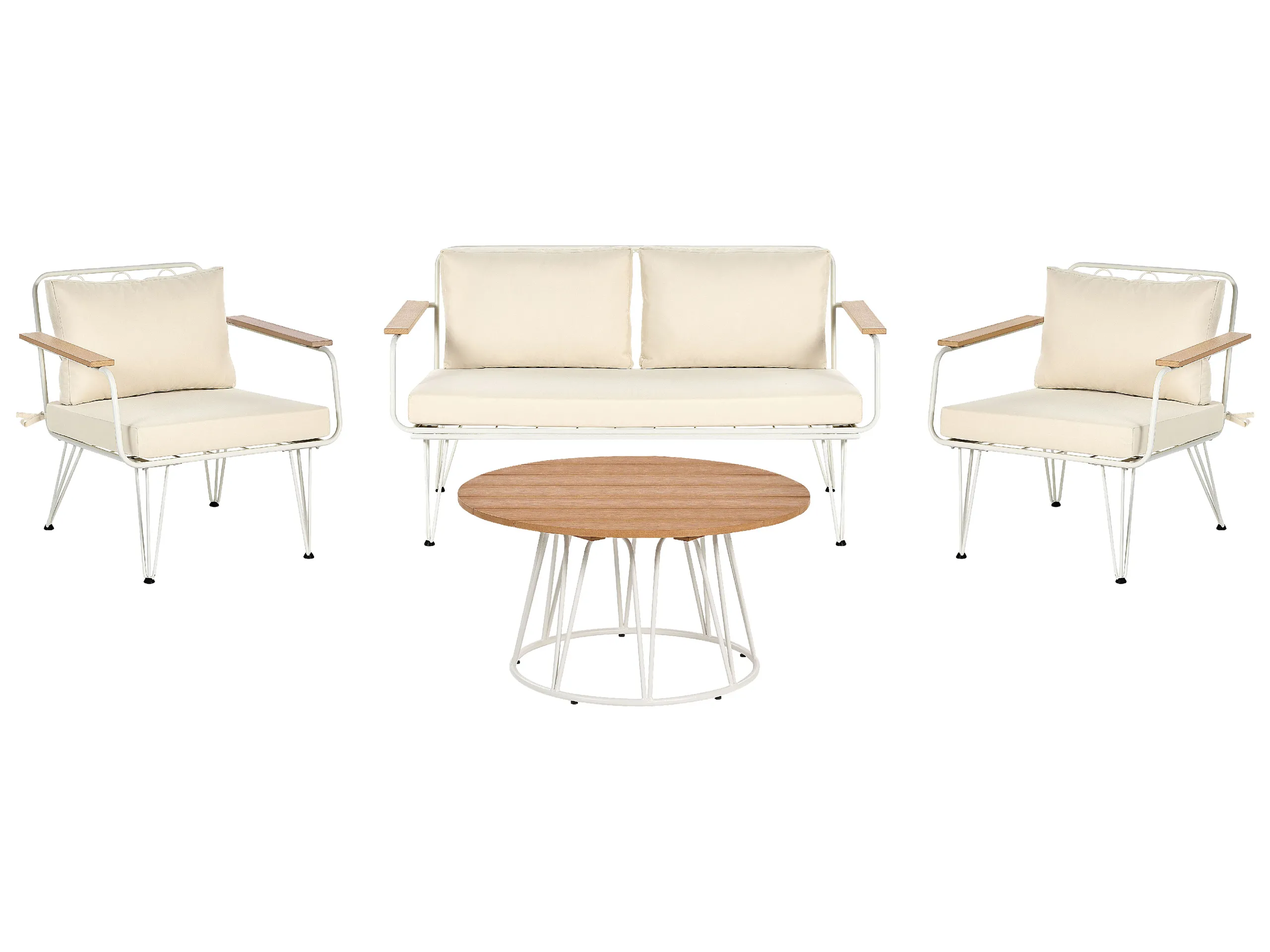 Garden Lounge Set with Table 4 Seater MONTESILVANO Metal Light Beige