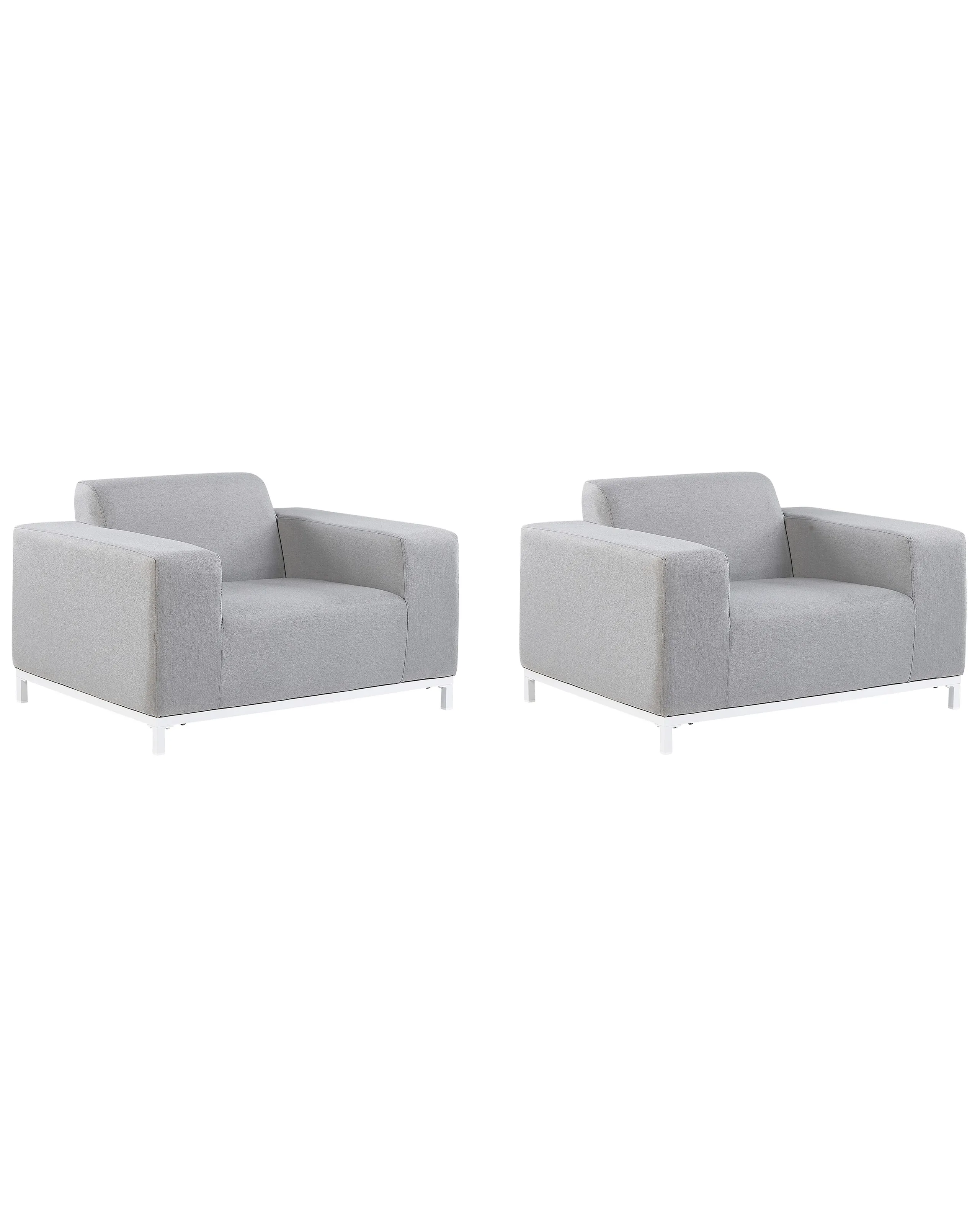 Conjunto de 2 sillones de jardín ROVIGO Tela Gris claro