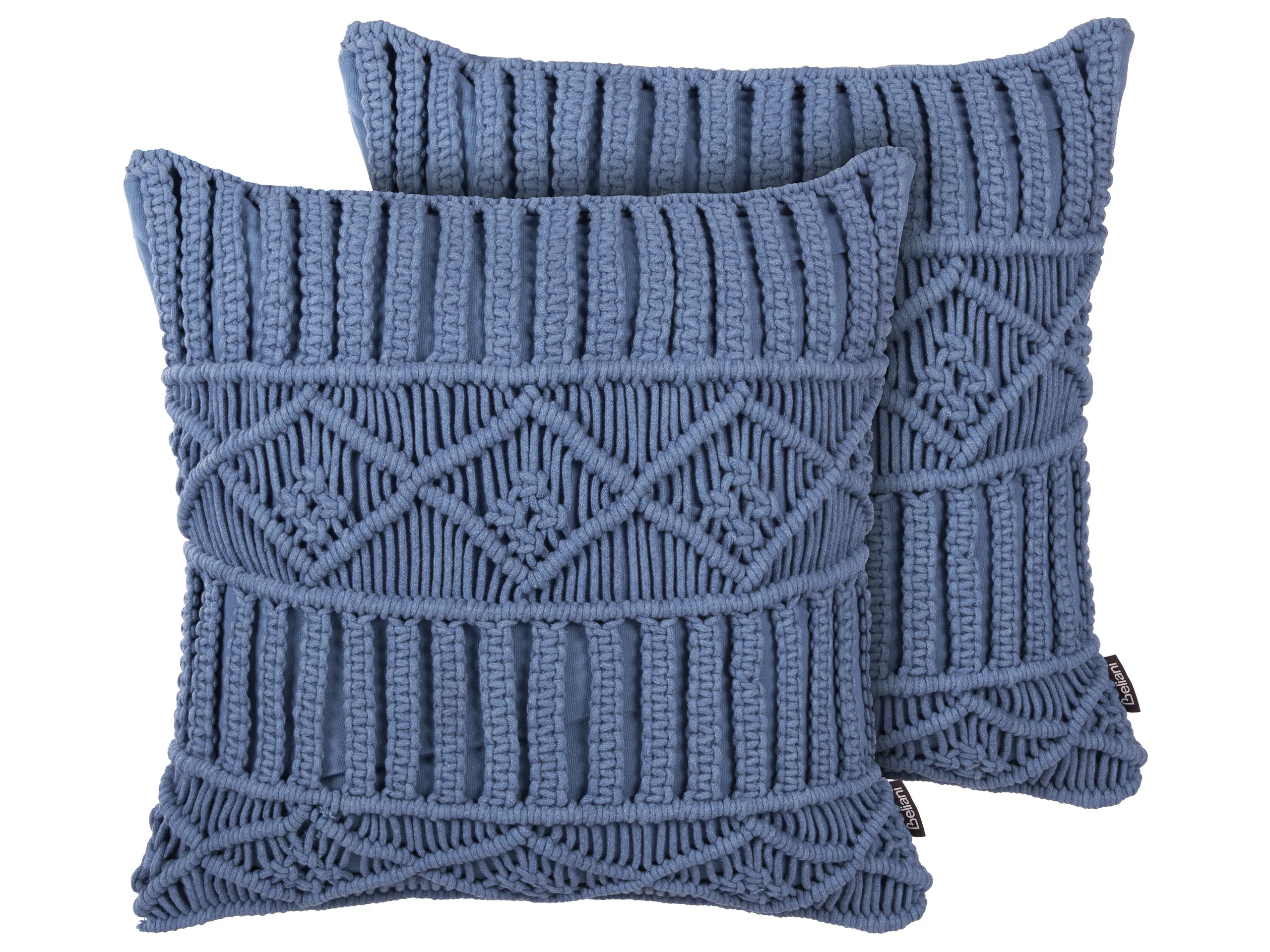 Conjunto de 2 cojines decorativos KARATAS Algodón 45 x 45 cm Azul Patrón geométrico