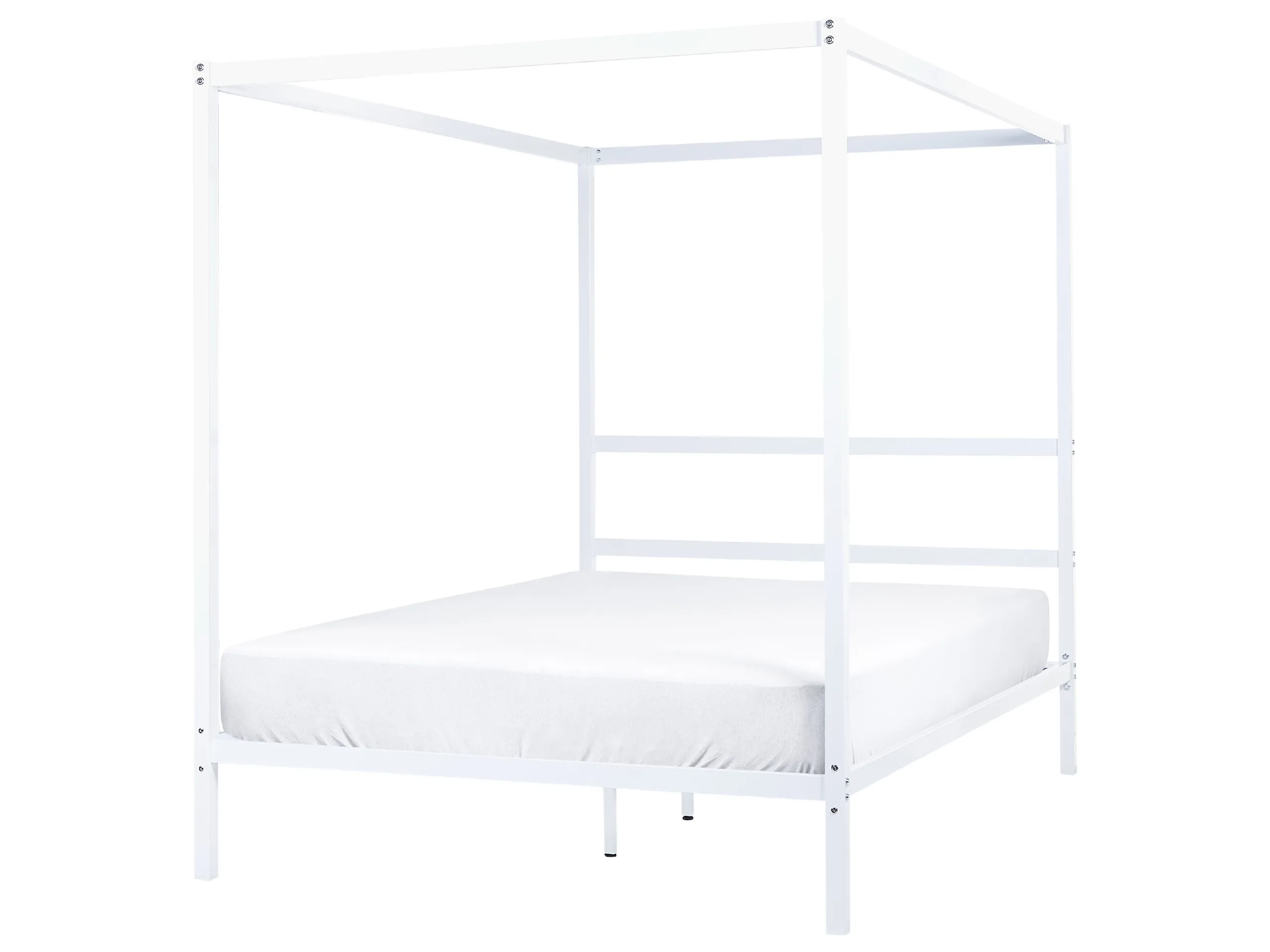 Cama con dosel Metal LESTARDS 140 x 200 cm Blanco